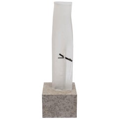 Vase Sculpture in Frosted Glass and Marble Base by Georges Stahl