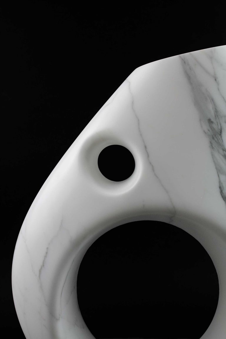 Vase Vessel Decorative Sculpture Abstract White Statuary Marble Handcarved For Sale at 1stDibs