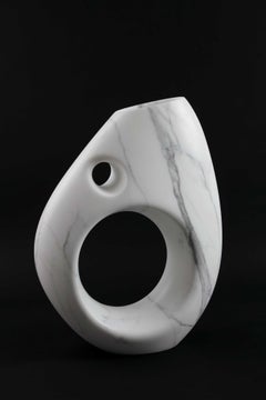 Vase Vessel Decorative Sculpture White Statuary Marble Hand-carved Italy