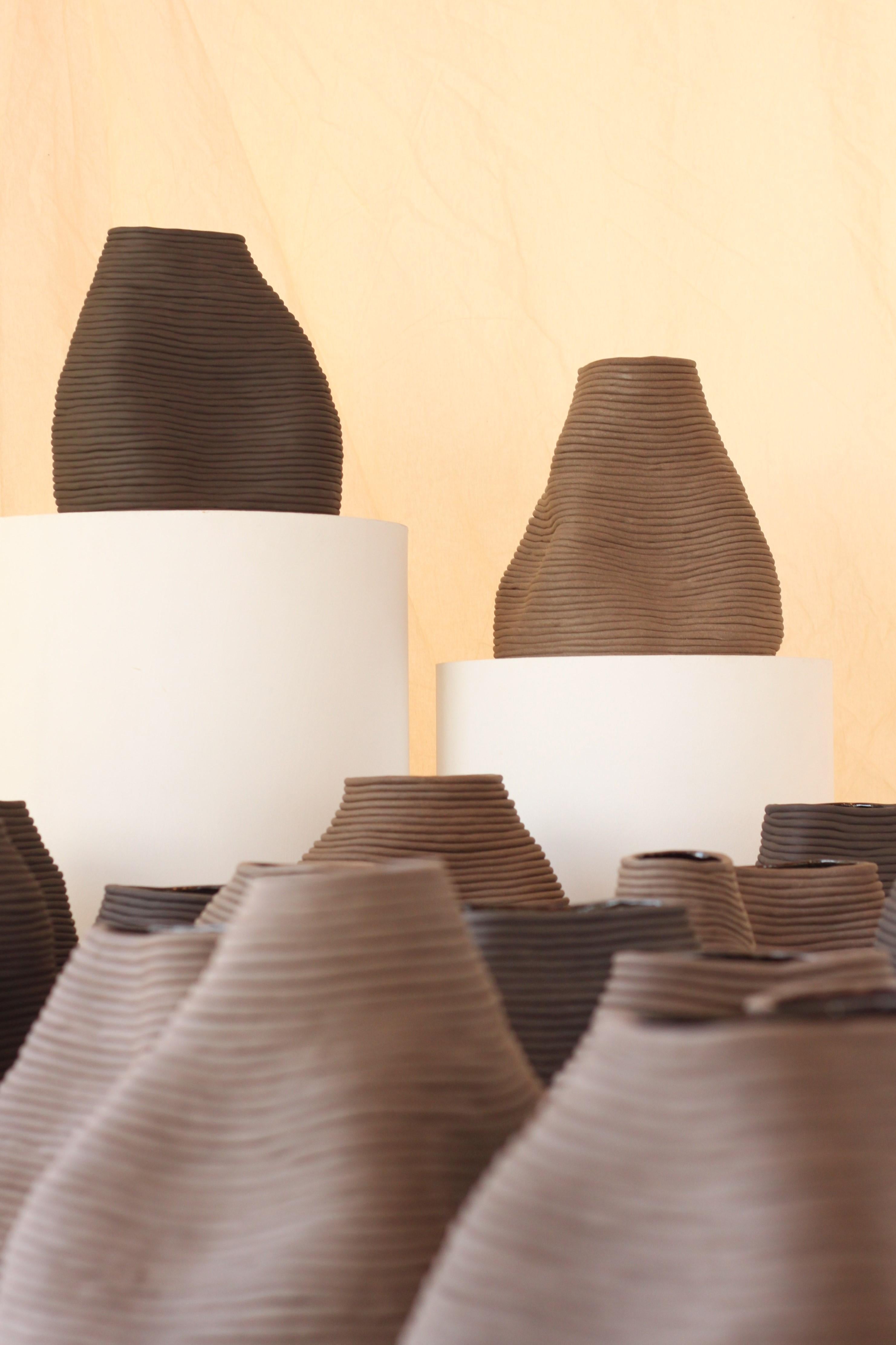 Ceramic Vase Sculpture Handcrafted Tupiniquim Brown 24 For Sale