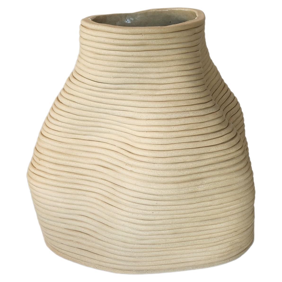 Vase Sculpture Handcrafted Tupiniquim Offwhite 24 For Sale