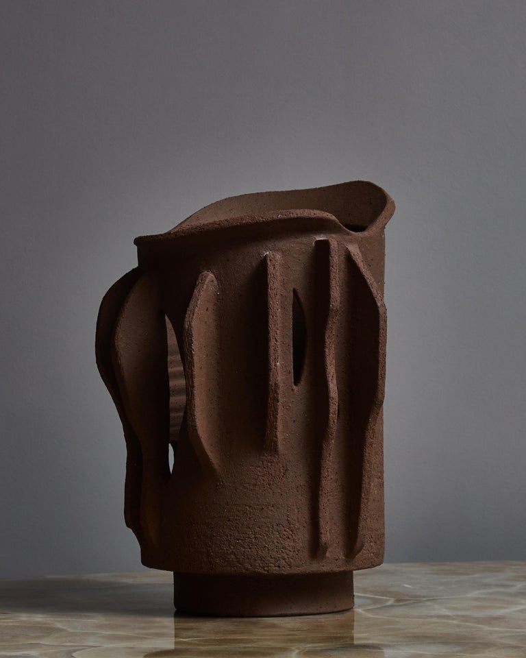 Modern Vase Shaped Terra Cotta Table Lamp by Olivia Cognet For Sale