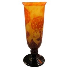 Vase, signiert: Charder, Le Verre (Blumen Pfingstrosen) mit Anwendung, Frankreich, 1927