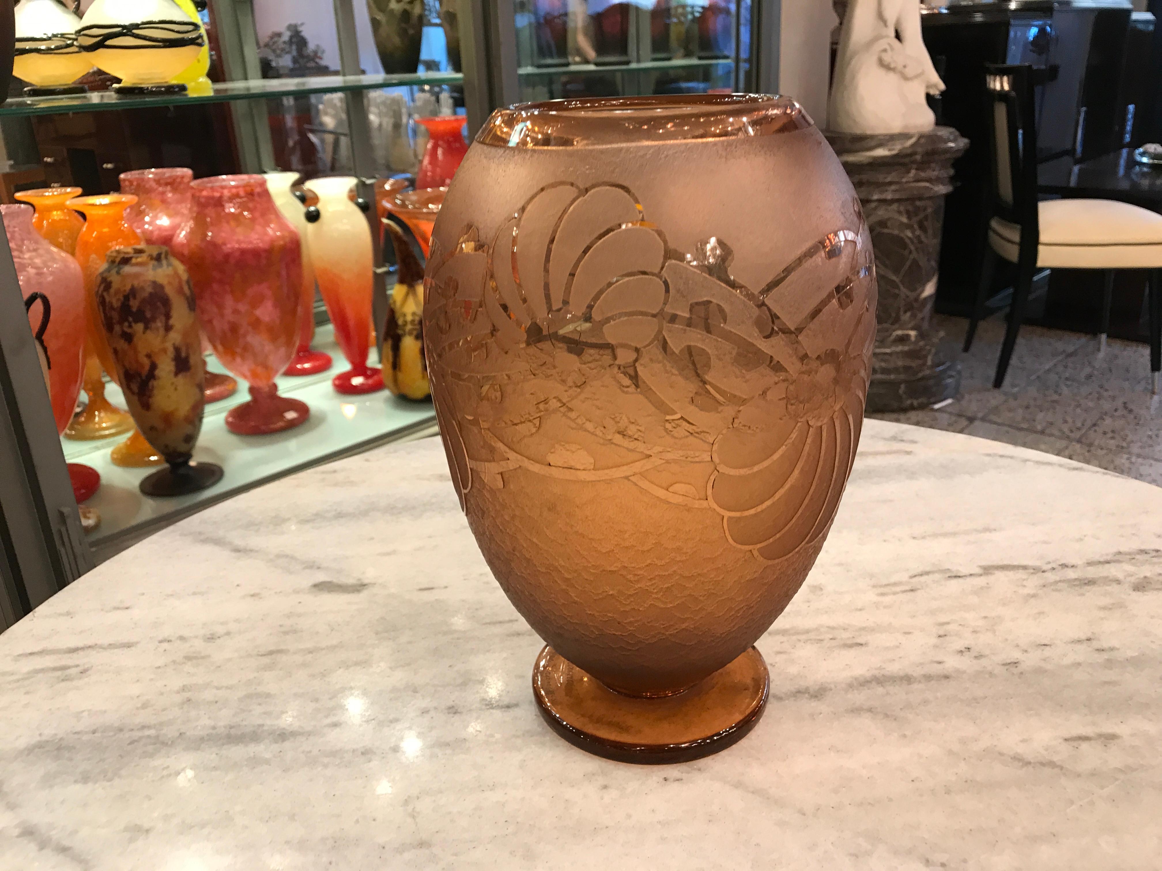 Art Nouveau Vase Sign: Charder Le Verre Francais France For Sale