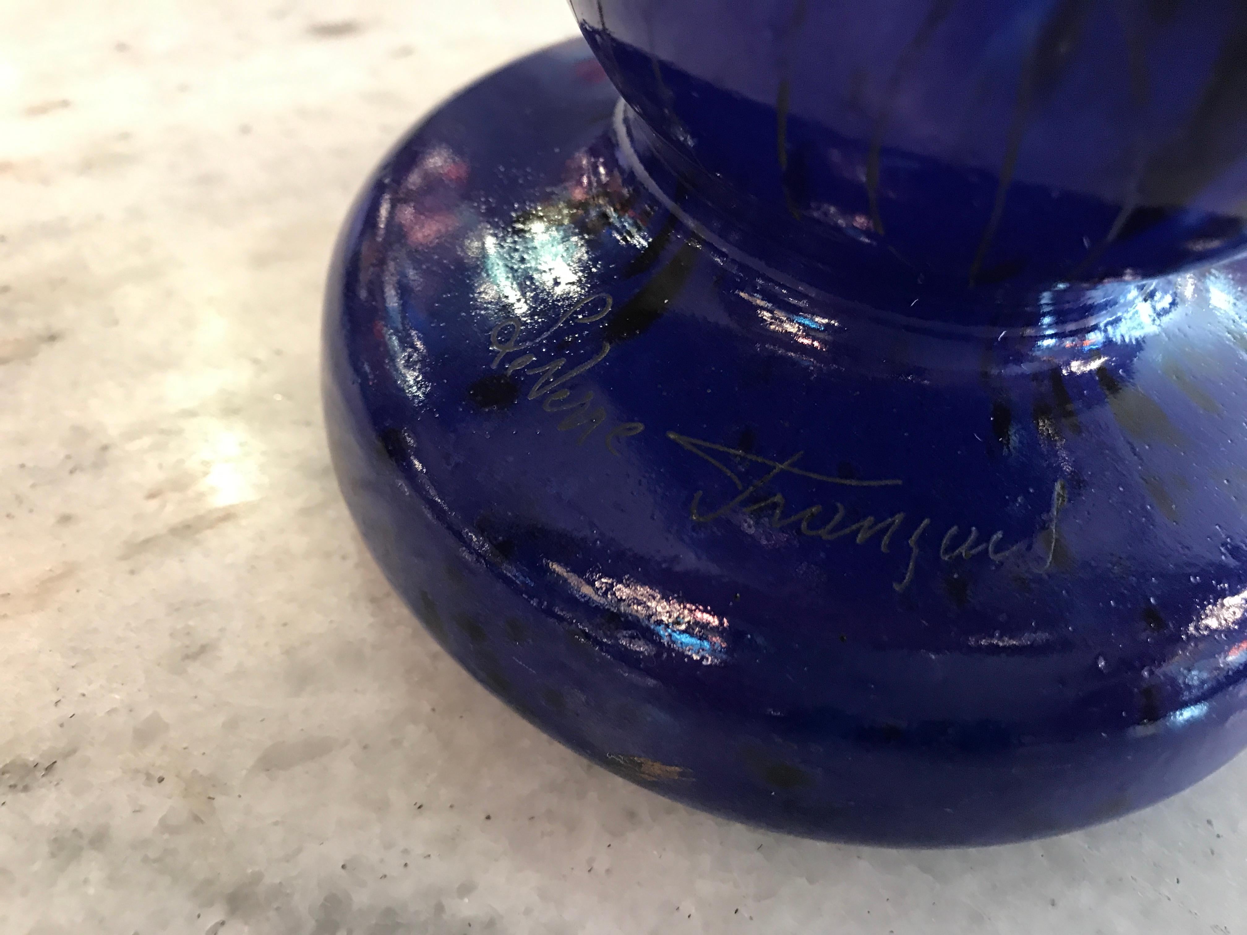 Vase , Signe : Charder, Le Verre Francais ( Glycine Blueberries ), Art Nouveau en vente 7