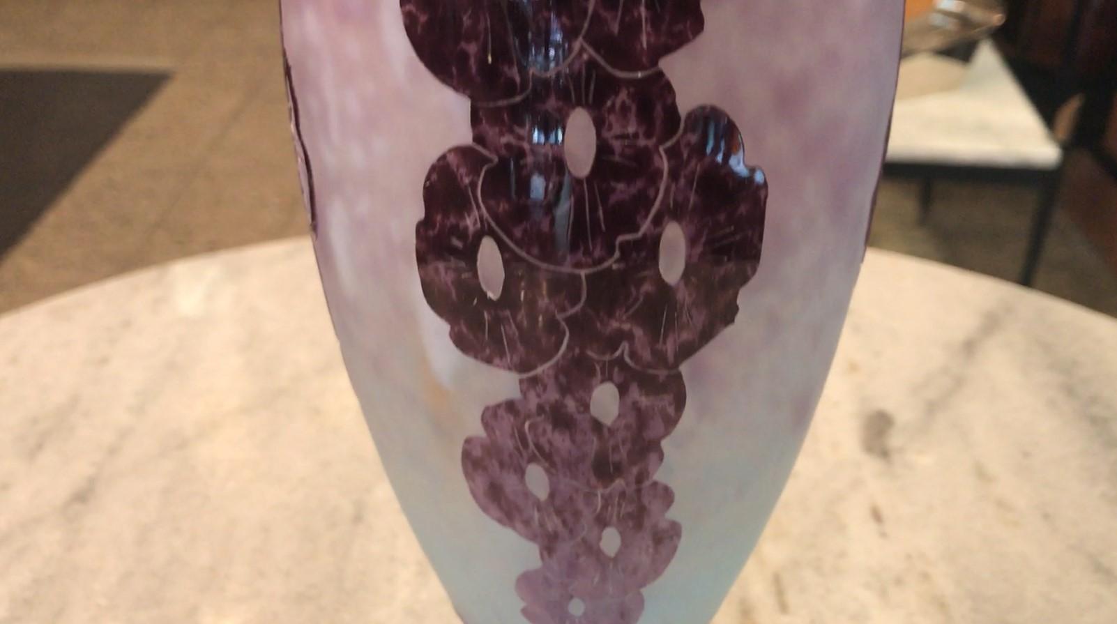Vase, Sign: Charder, Le Verre ( Lavender plant ), France, 1927 For Sale 4
