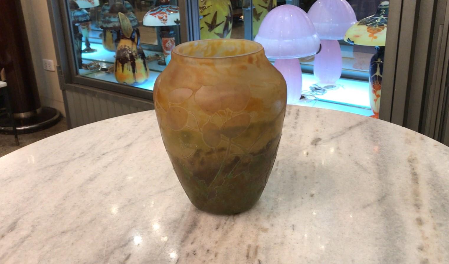 Glass Vase, Sign: Daum Nancy, France, 1910, Style: Jugendstil, Art Nouveau, Liberty For Sale