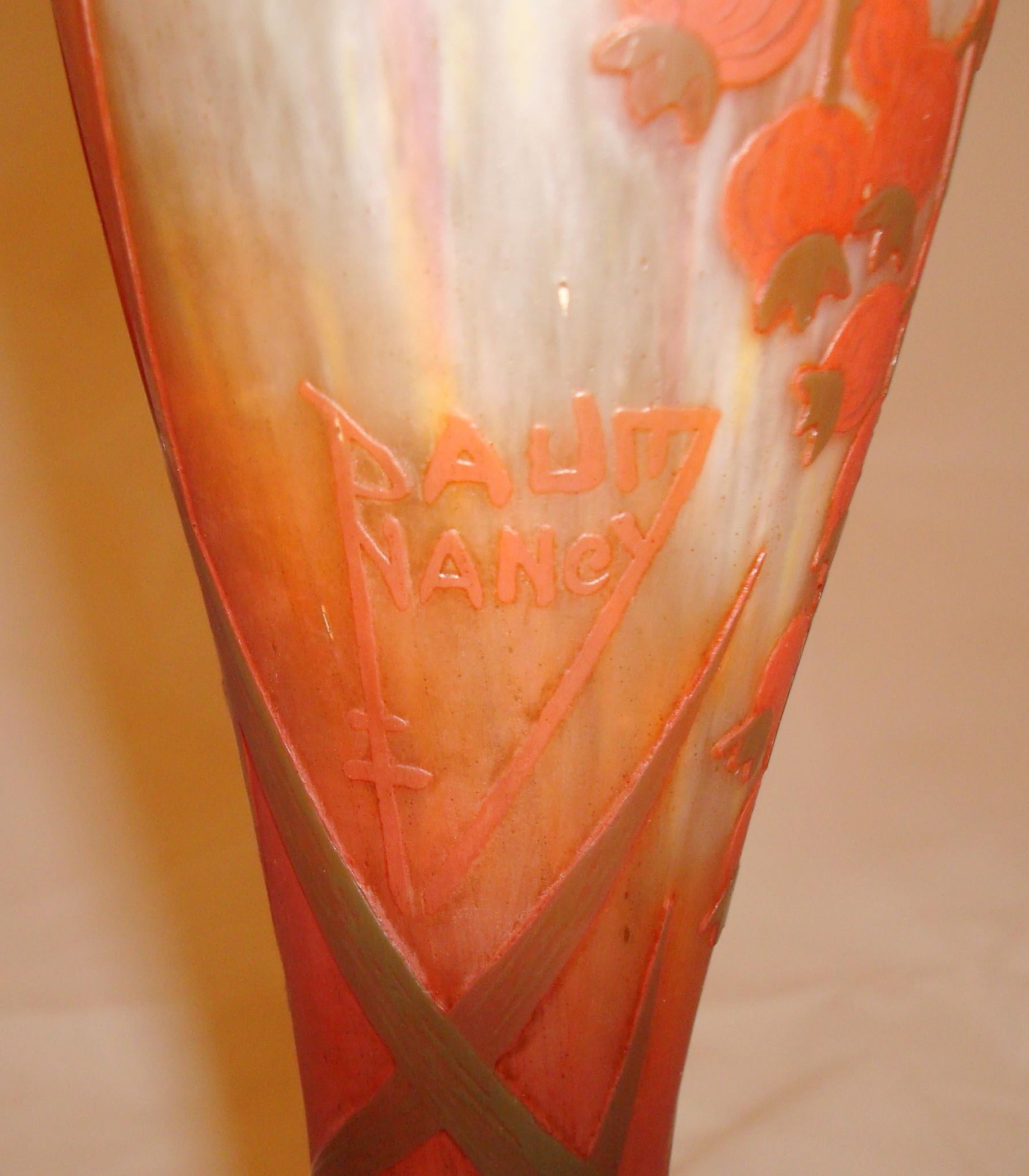 Vase, signiert: Daum Nancy, Frankreich, Stil: Jugendstil, Liberty, 1903 im Angebot 12