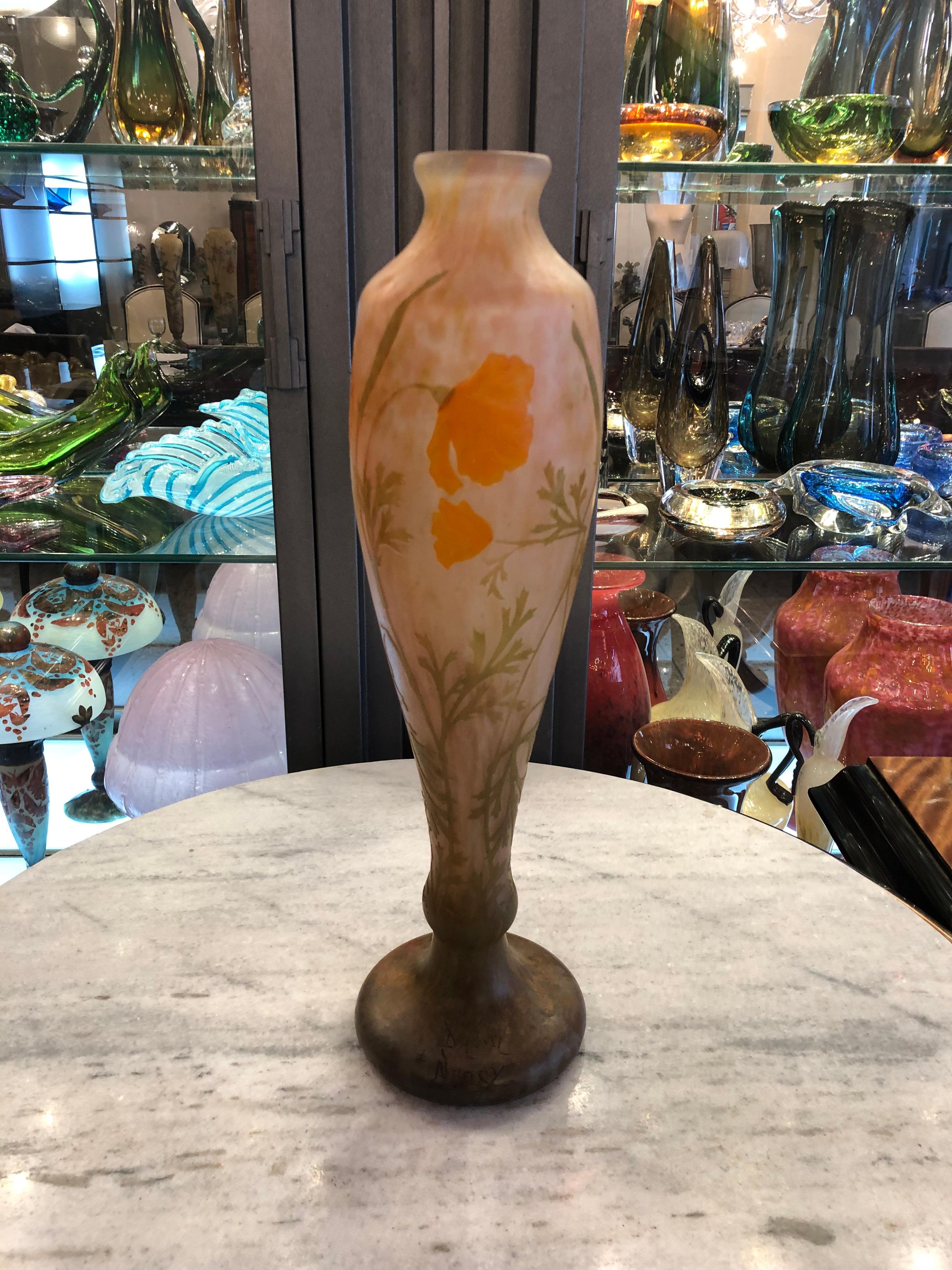 Vase, signé Daum Nancy, France, style Jugendstil, Art Nouveau, Liberty, 1904 en vente 1