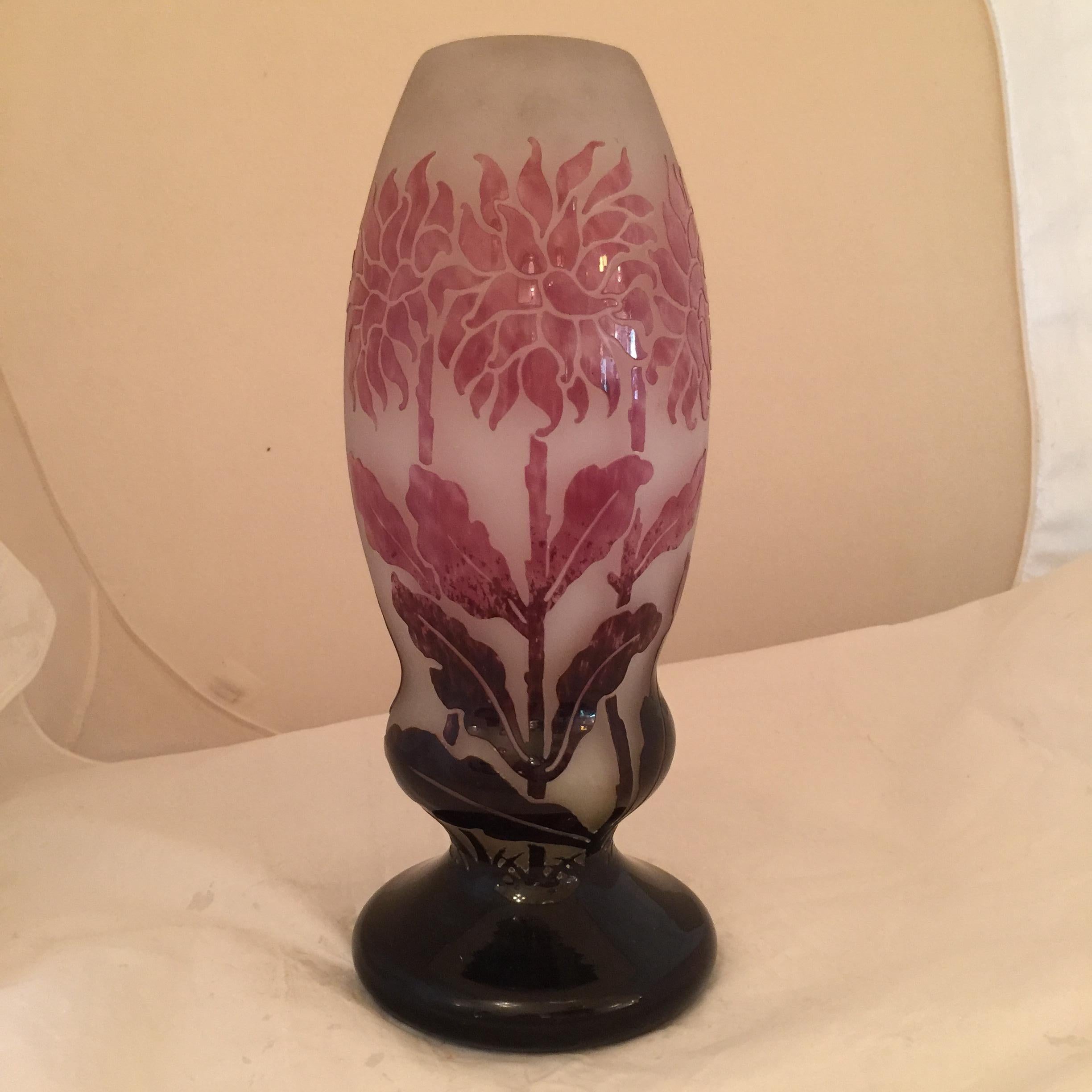 Glass Vase Sign: Degué, Made in France For Sale