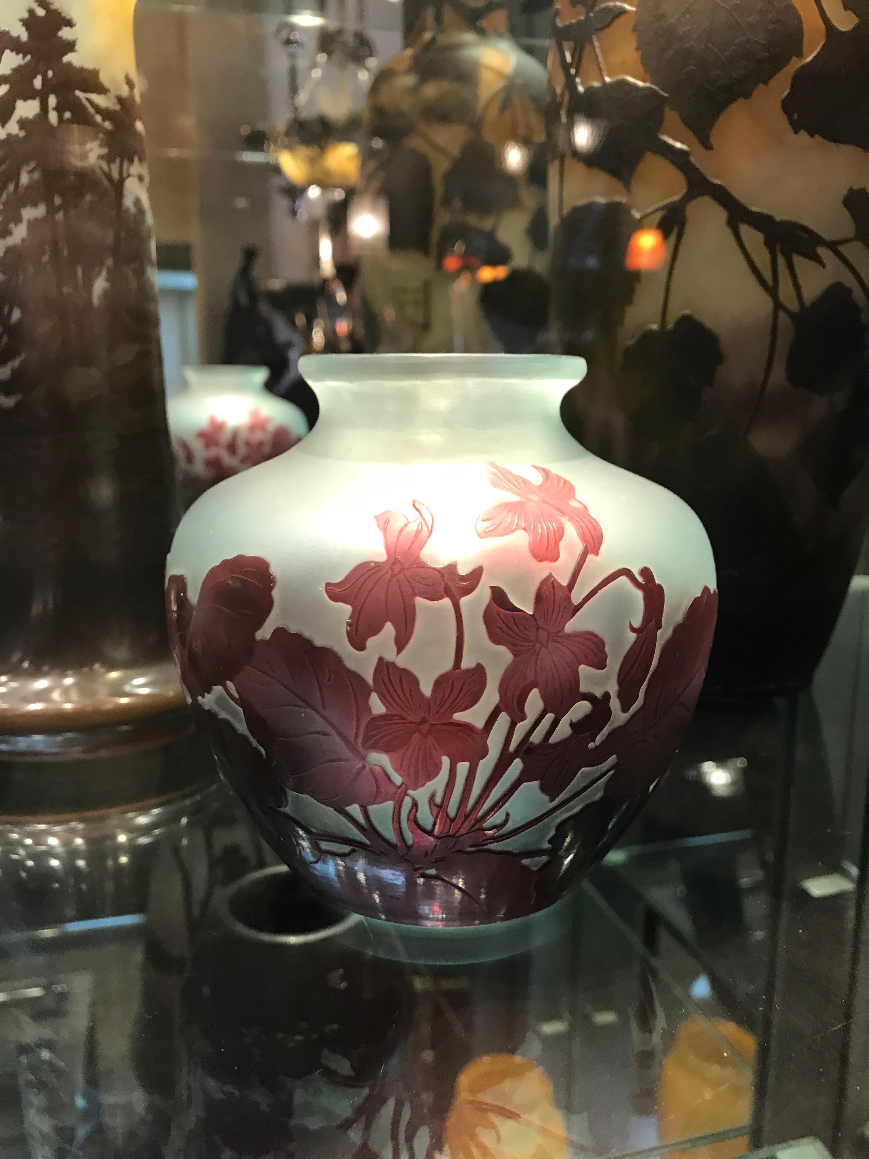 Verre Vase, Signe : Gallé, Style : Jugendstil, Art Nouveau, Liberty, 1905 en vente