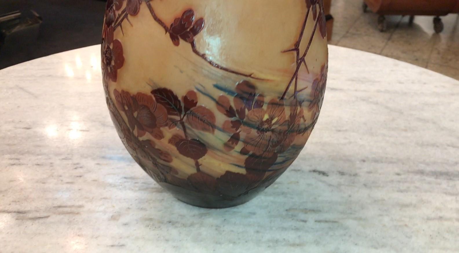 Vase, Signe : Gallé, Style : Jugendstil, Art Nouveau, Liberty en vente 4