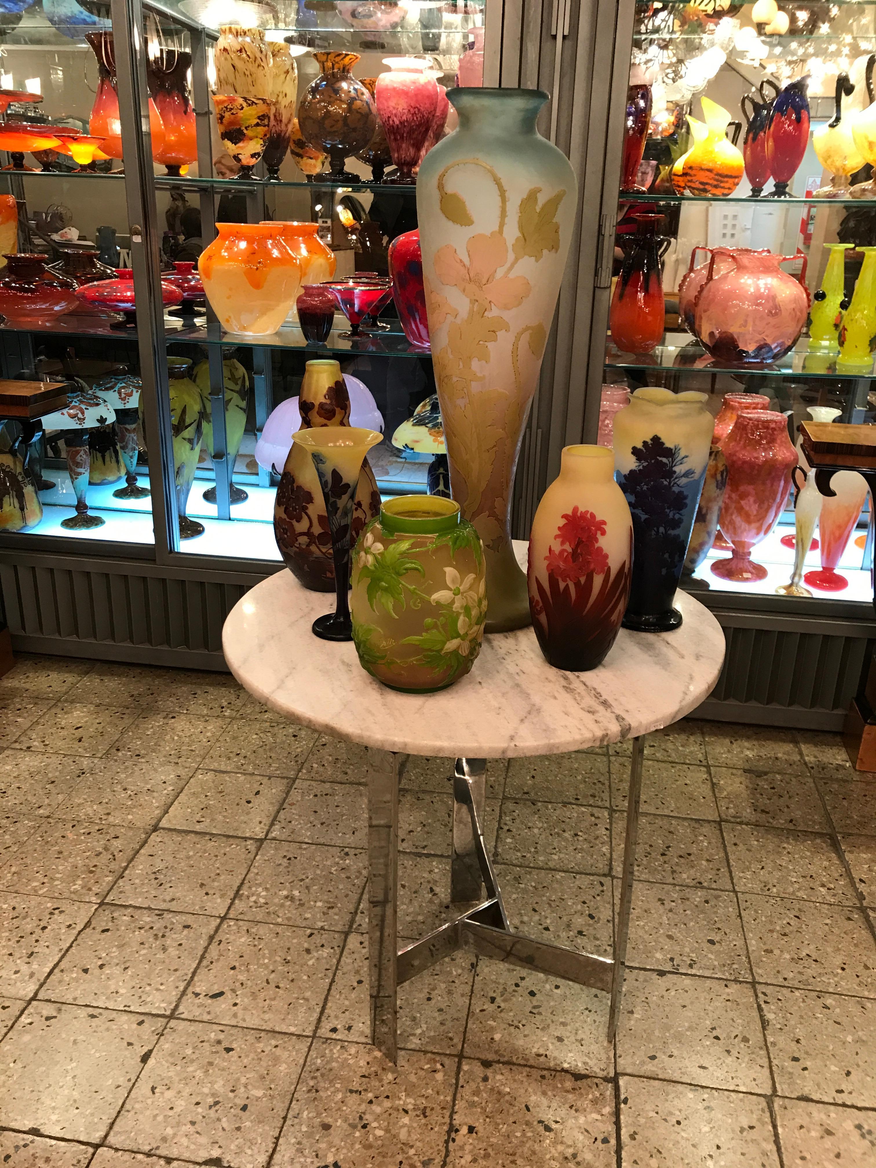 Glass Vase, Sign: Gallé, Style: Jugendstil, Art Nouveau, Liberty For Sale
