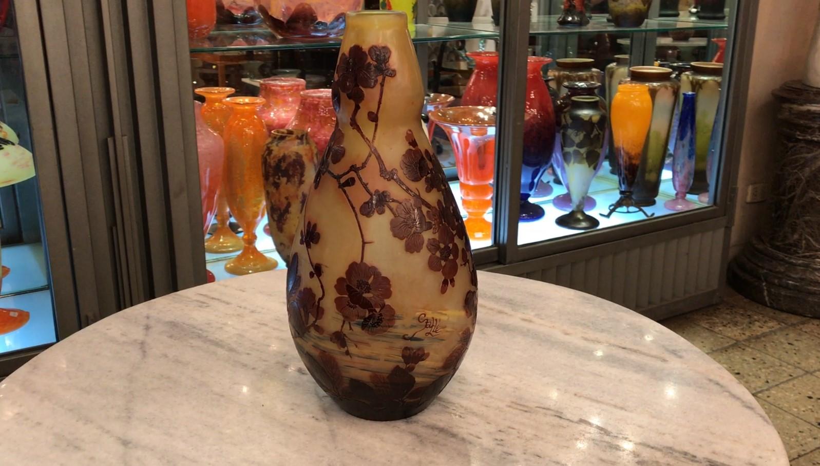 Début du 20ème siècle Vase, Signe : Gallé, Style : Jugendstil, Art Nouveau, Liberty en vente