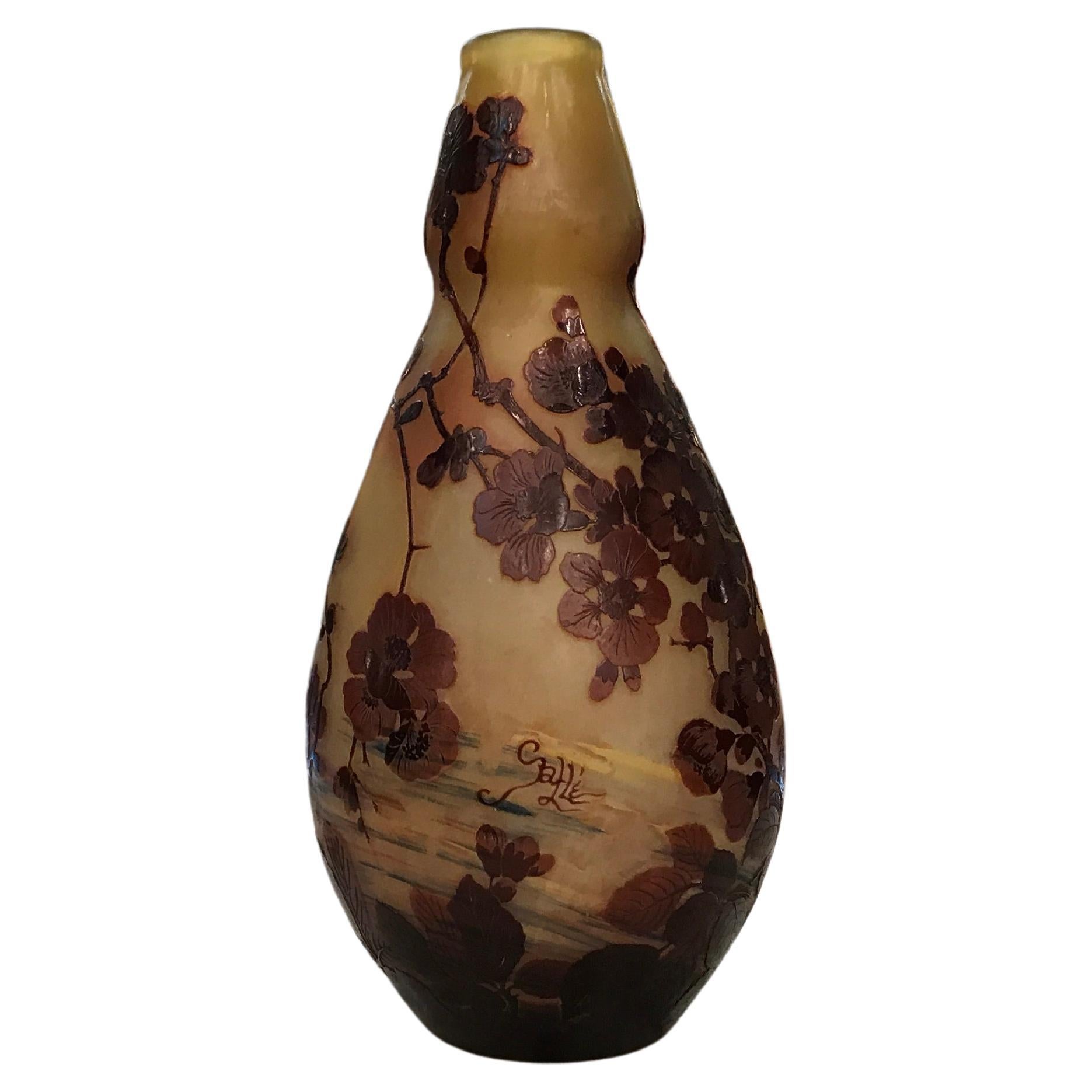 Vase, Zeichen: Gallé, Stil: Jugendstil, Art Nouveau, Liberty