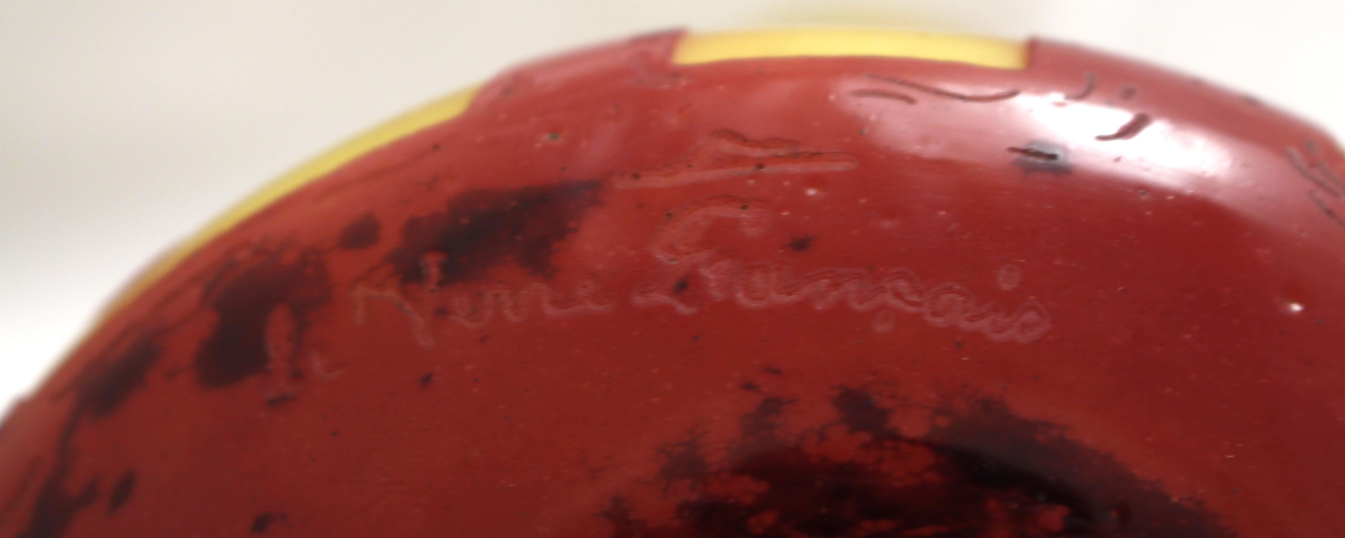 Vase Signe : Le Verre Français et le drapeau français (mûriers rouges / Red Mulberry) en vente 1