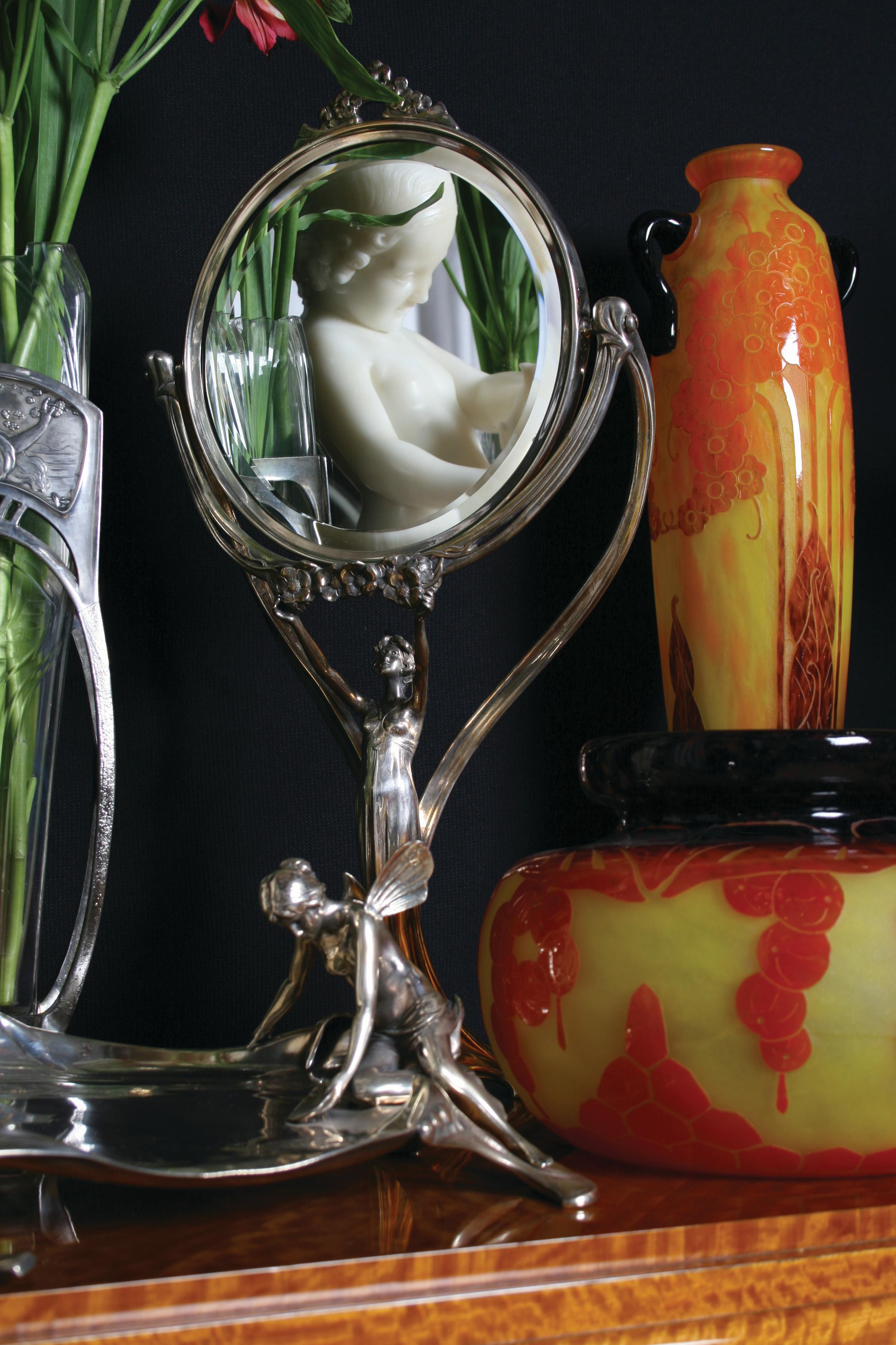 Vase, Sign: Le Verre Francais (Currant bushes), Style: Art Nouveau, Liberty For Sale 5