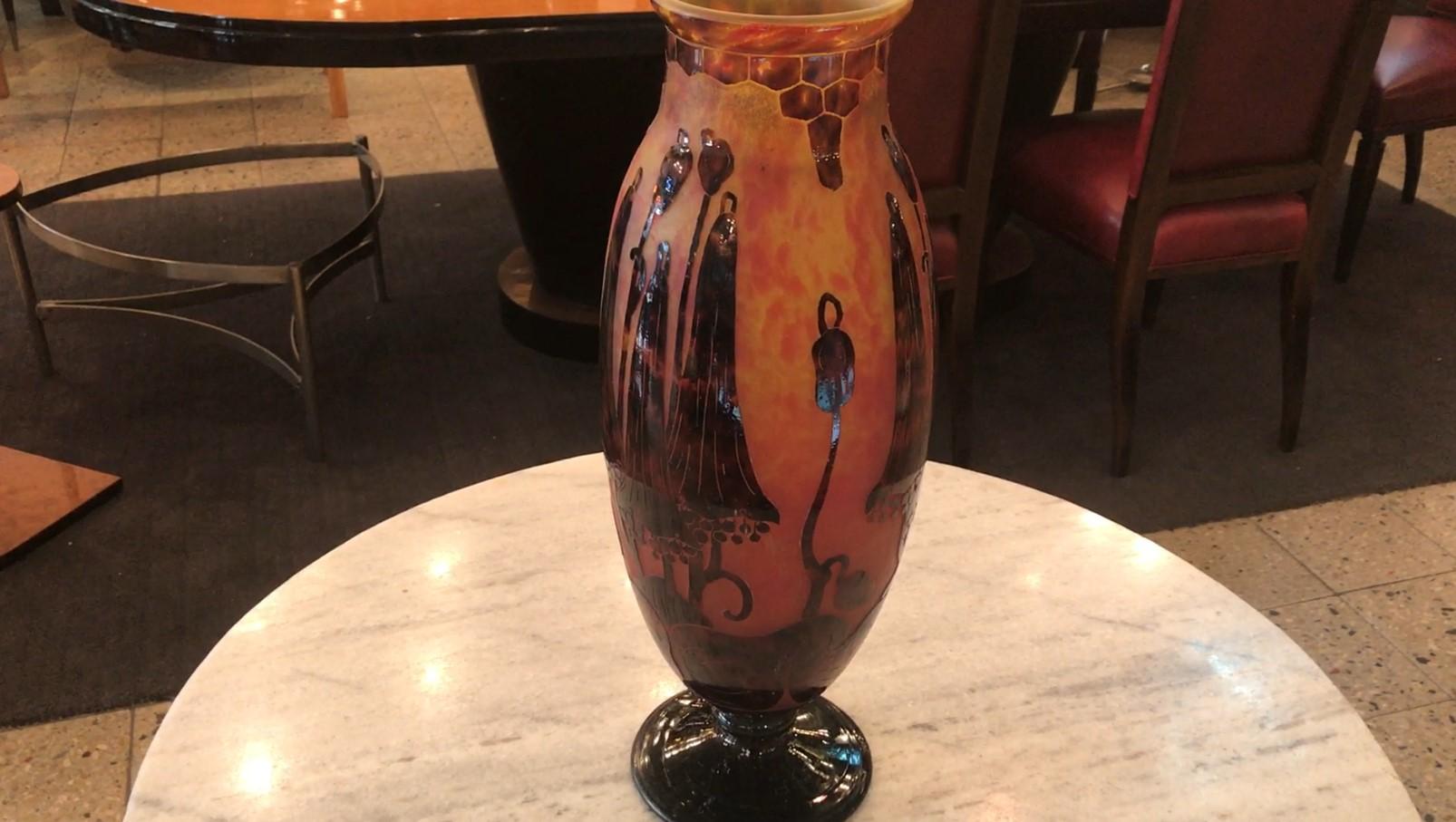 Vaso, Segno: Le Verre Francais ( Fiori Campanule ) Art Nouveau, Liberty in vendita 15