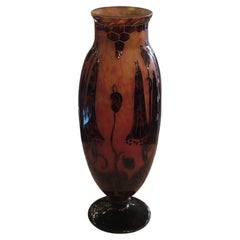 Vase, Sign: Le Verre Francais ( Flowers Bluebells ) Art Nouveau, Liberty