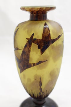 Vase Signe : Le Verre Français, France ( Décoration Halbrans ),  Art nouveau