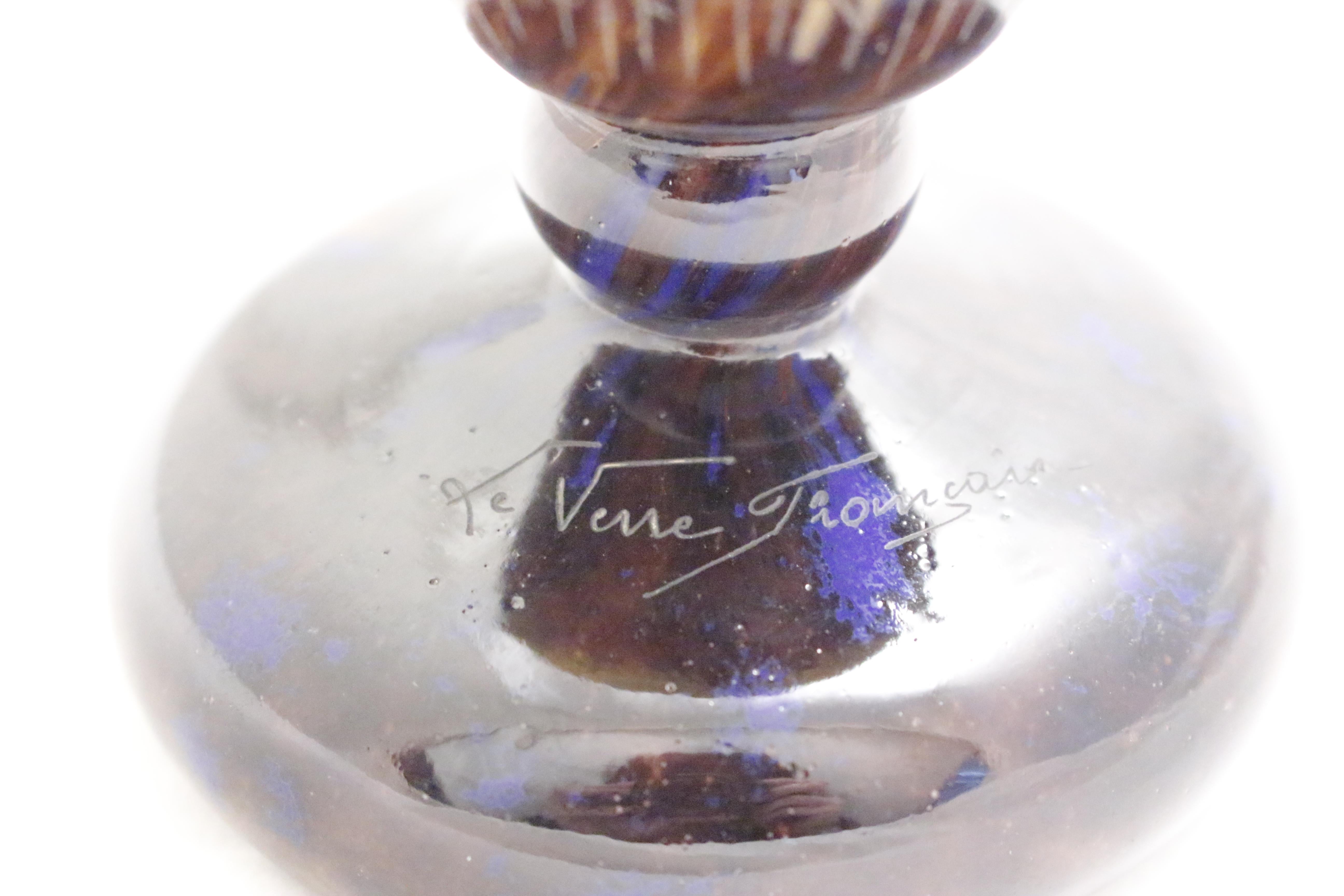 Vase Sign: Le Verre Francais, France ( Decoration Halbrans ),  Art Nouveau For Sale 2