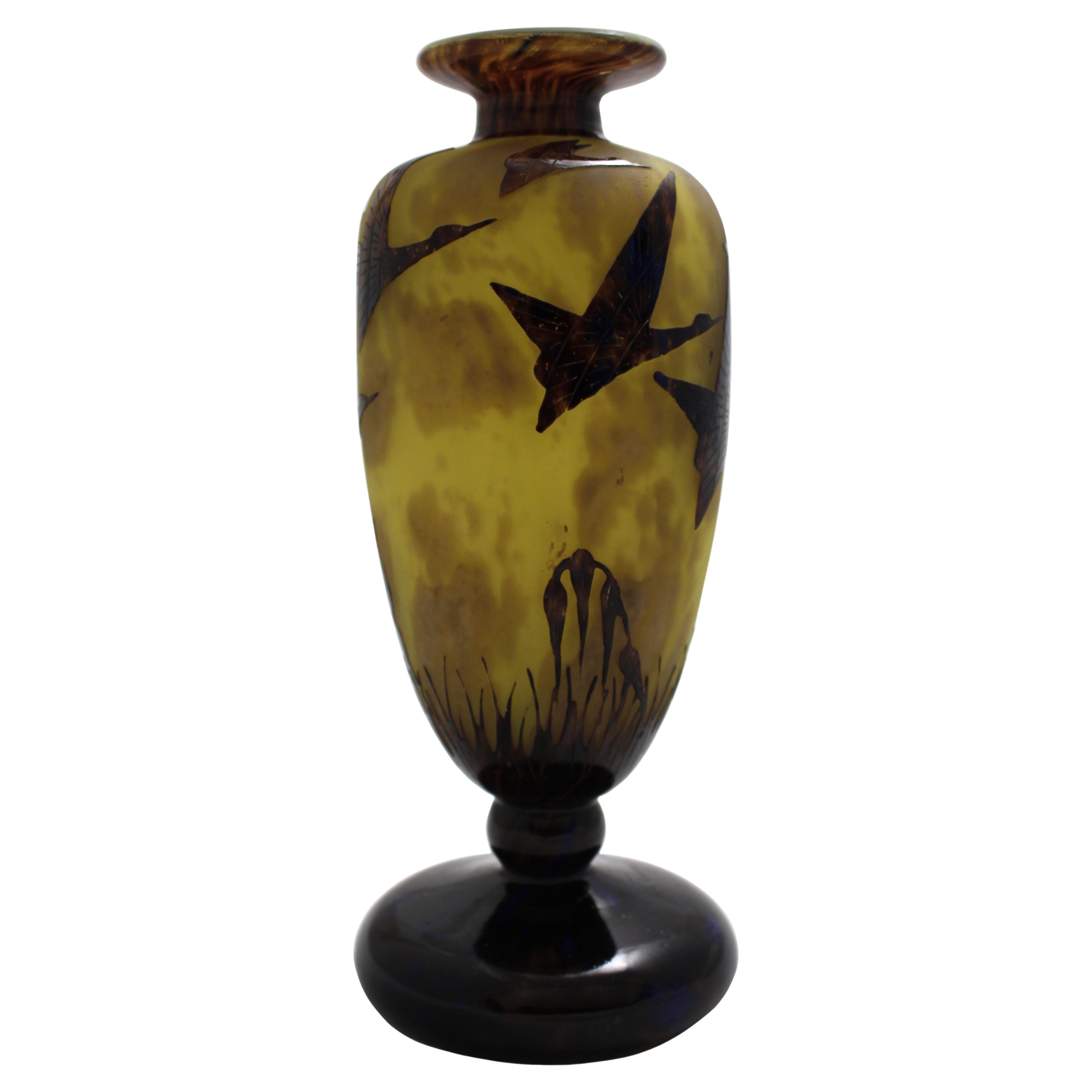 Vase Signe : Le Verre Français, France ( Décoration Halbrans ),  Art nouveau