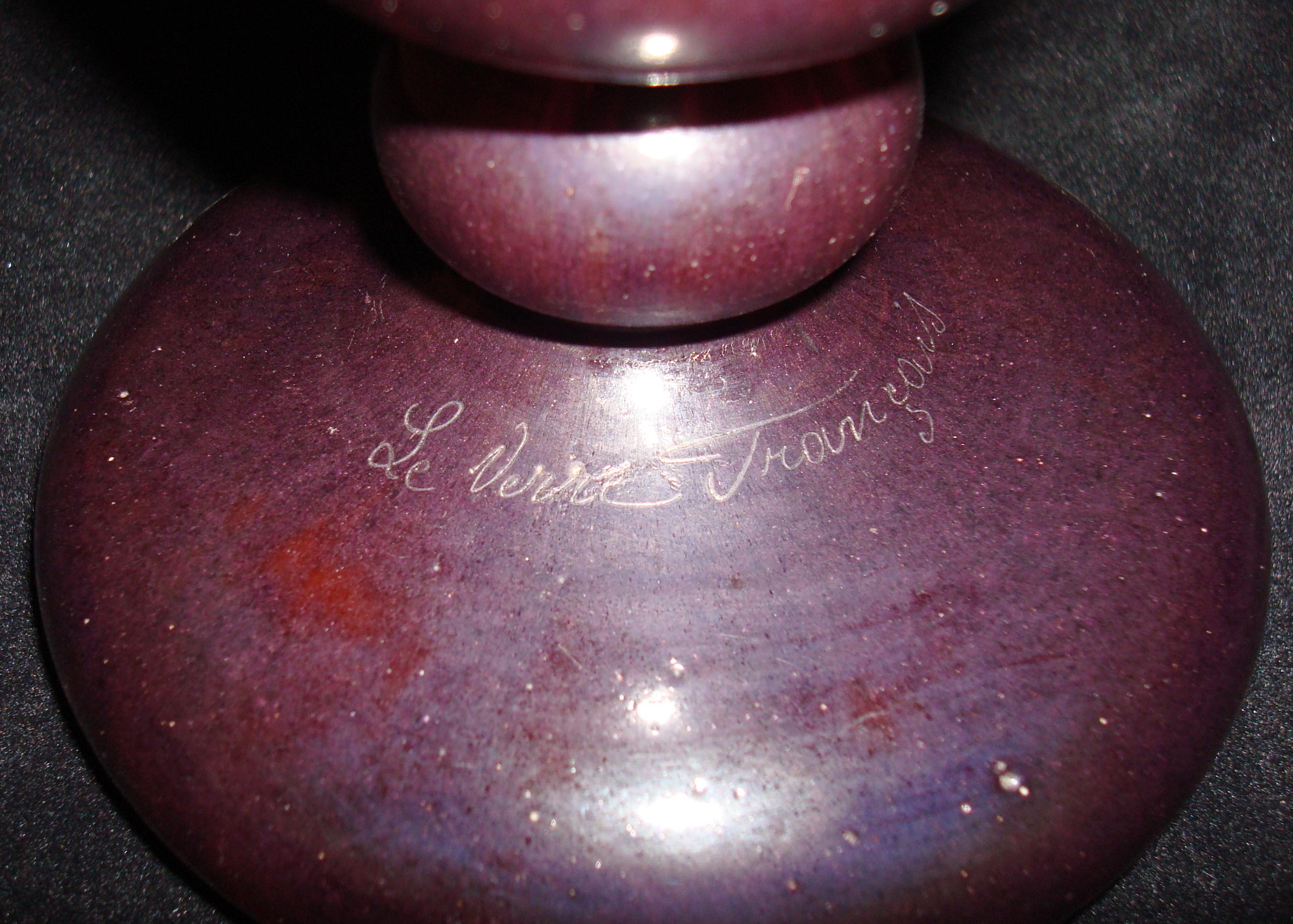 Early 20th Century Vase Sign: Le Verre Francais  ( Laurier /Laurel plant ) 1924, Style: Art Nouveau For Sale