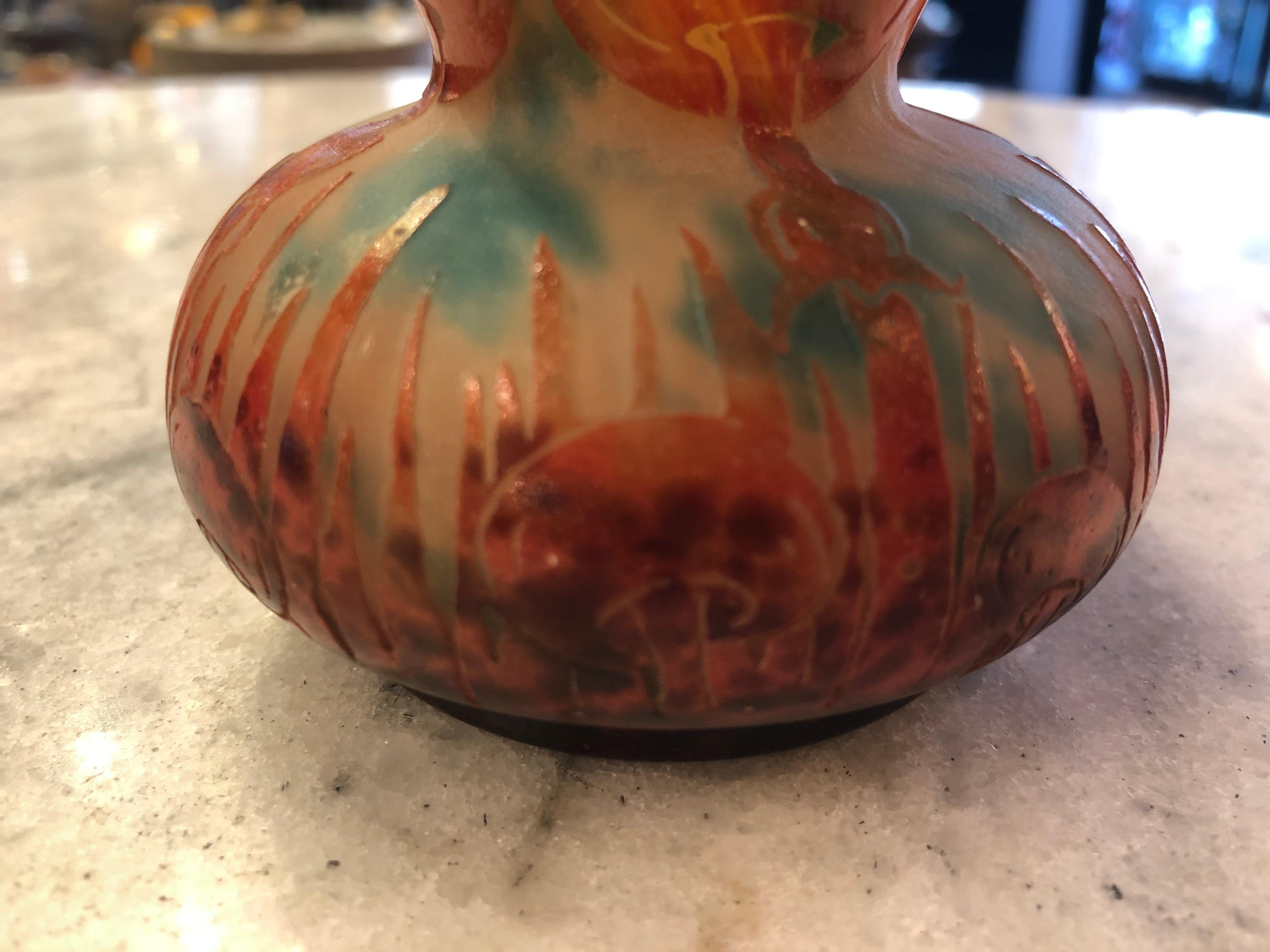Vaso, Segno: Le Verre Francais (decorazione a fungo), Stile: Art Nouveau, Liberty in vendita 2