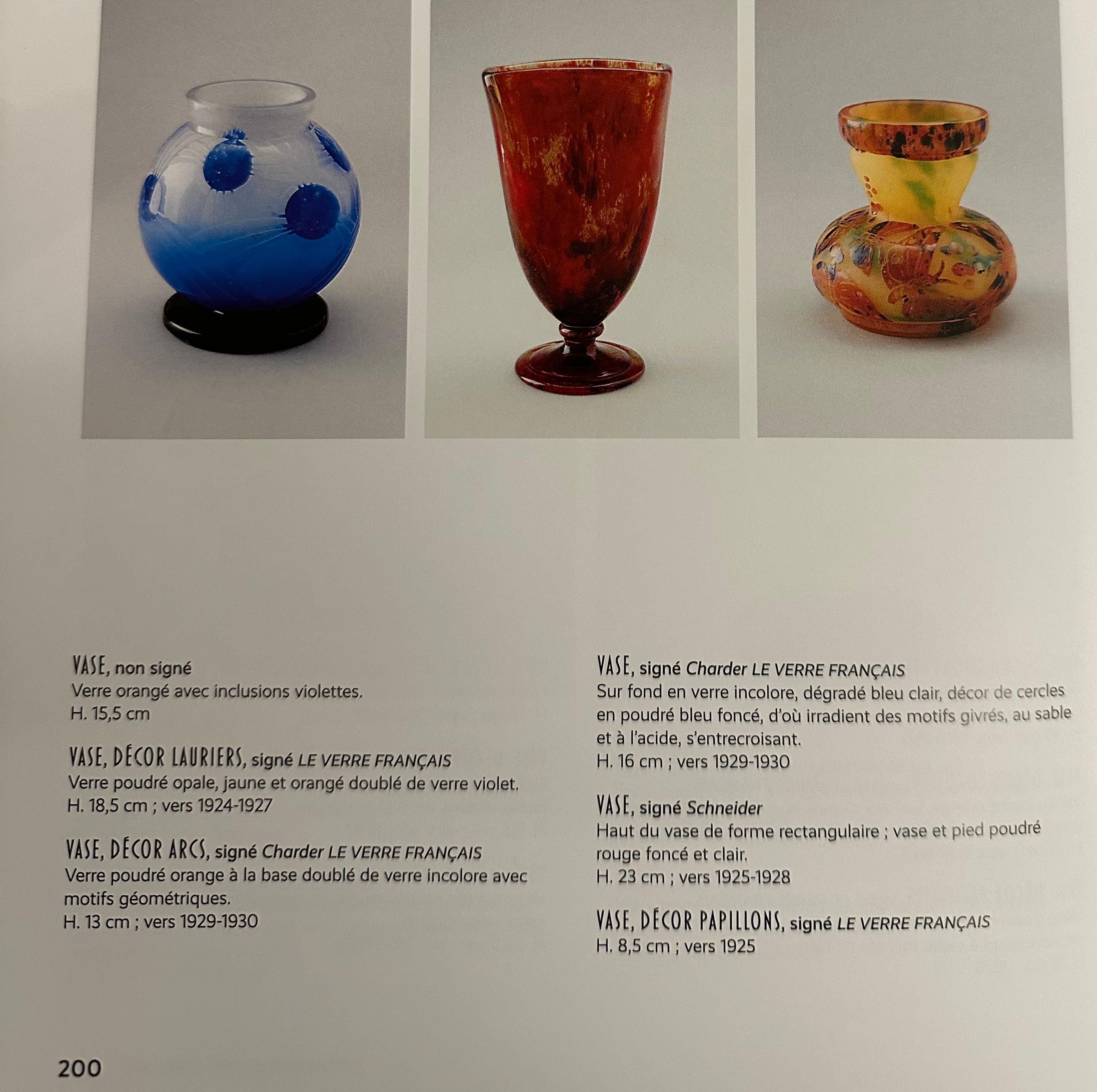 Vase, Signe : Le Verre Francais (Papillons decoration) Style : Art Nouveau, Liberty en vente 12