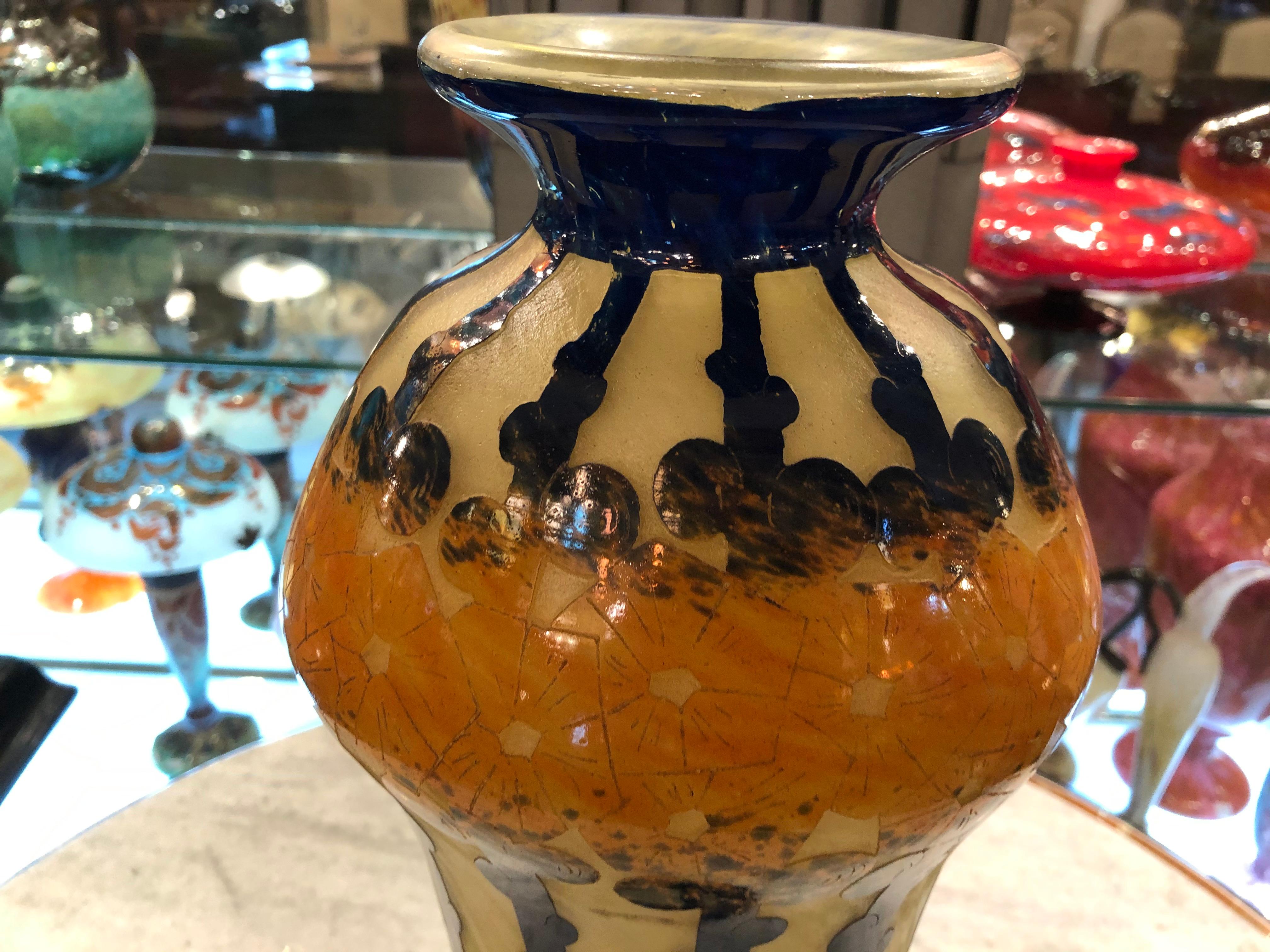 Vase, Signe : Le Verre Francais ( Plant pepper ) Style : Art Nouveau, Liberty en vente 7