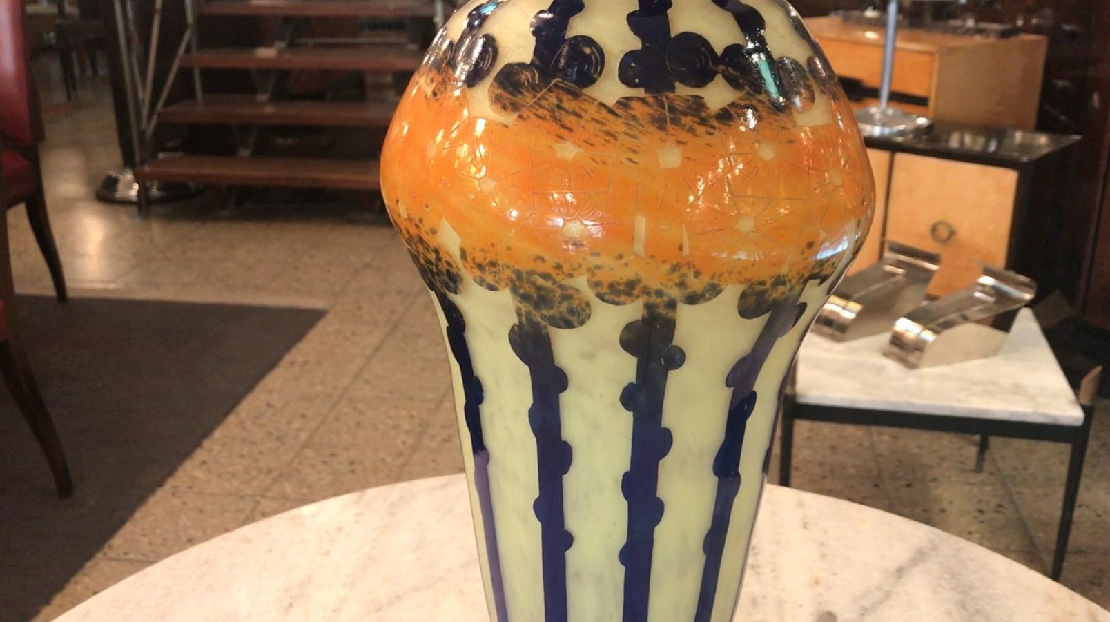 Vase, Sign: Le Verre Francais ( Plant pepper ) Style: Art Nouveau, Liberty For Sale 13