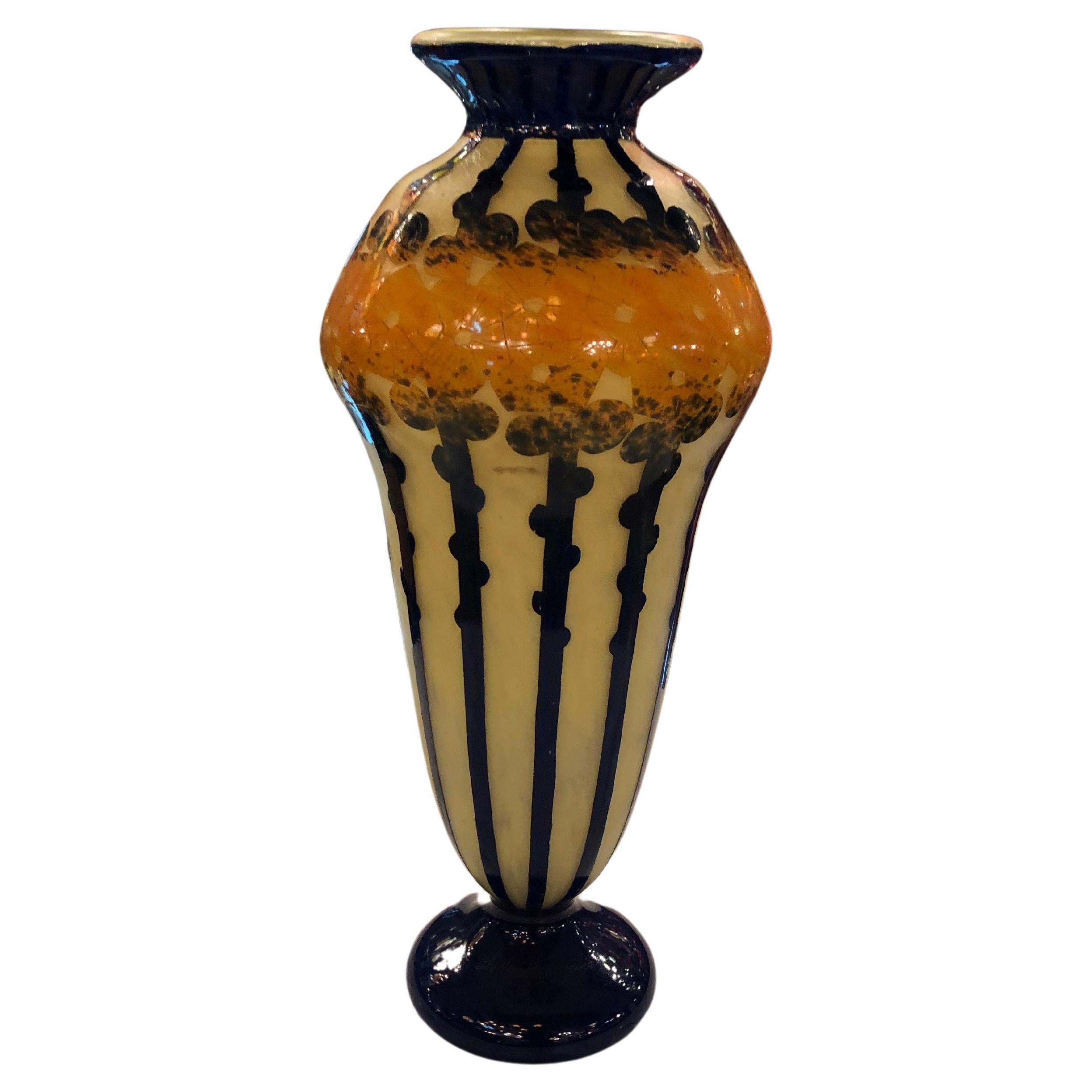 Vase, Sign: Le Verre Francais ( Plant pepper ) Style: Art Nouveau, Liberty For Sale