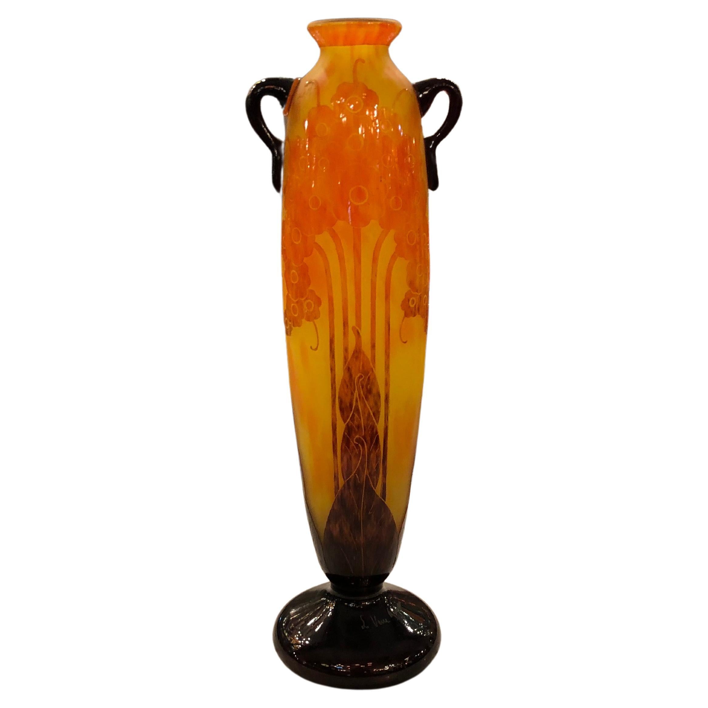 Vase, signiert: Le Verre Francais (Dekoration Primerolles),  Jugendstil, Freiheit