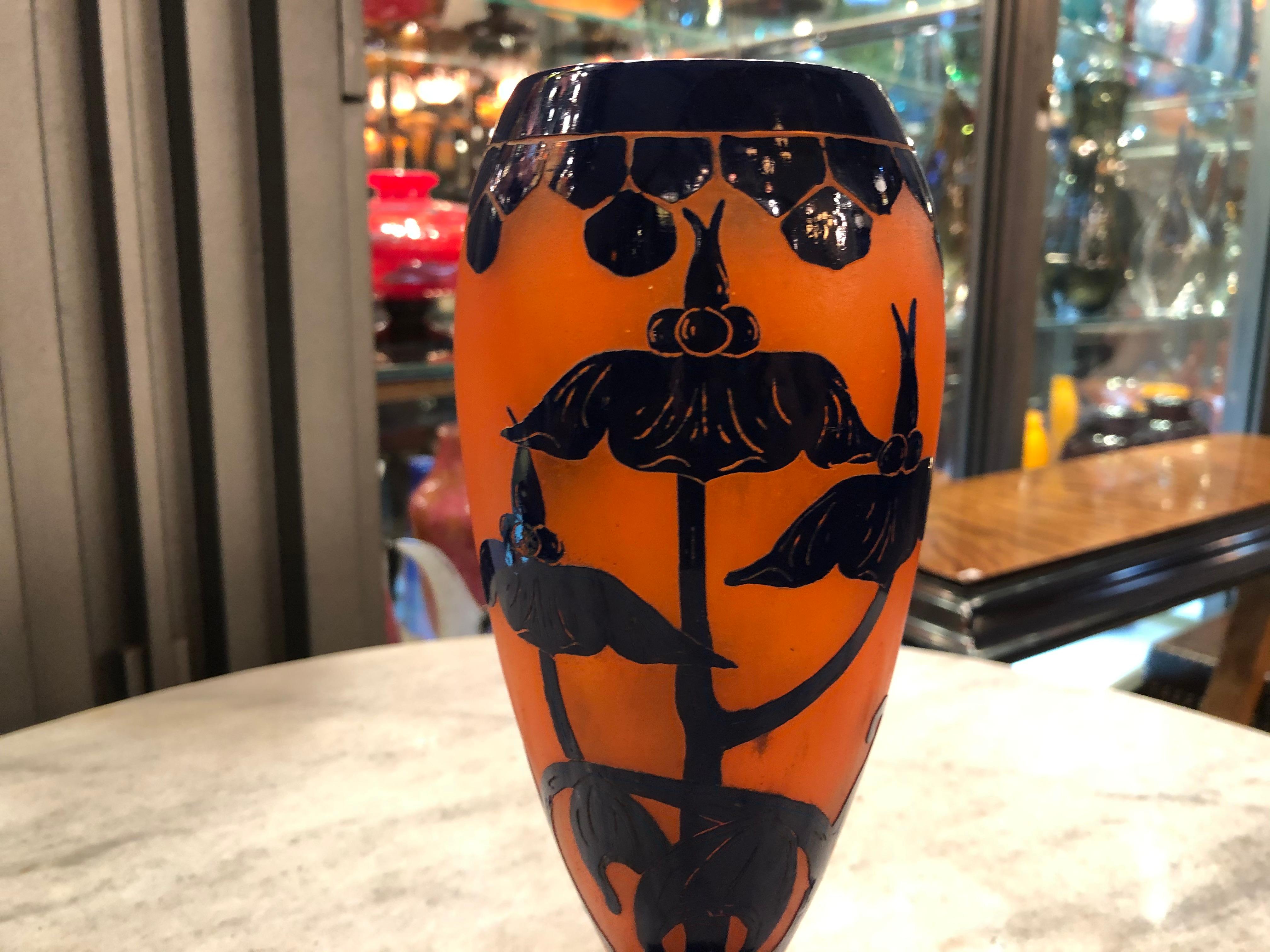 Vaso, Segno: Le Verre Francais, Stile: Art Nouveau, Liberty,  Design/One: Solanées in vendita 6