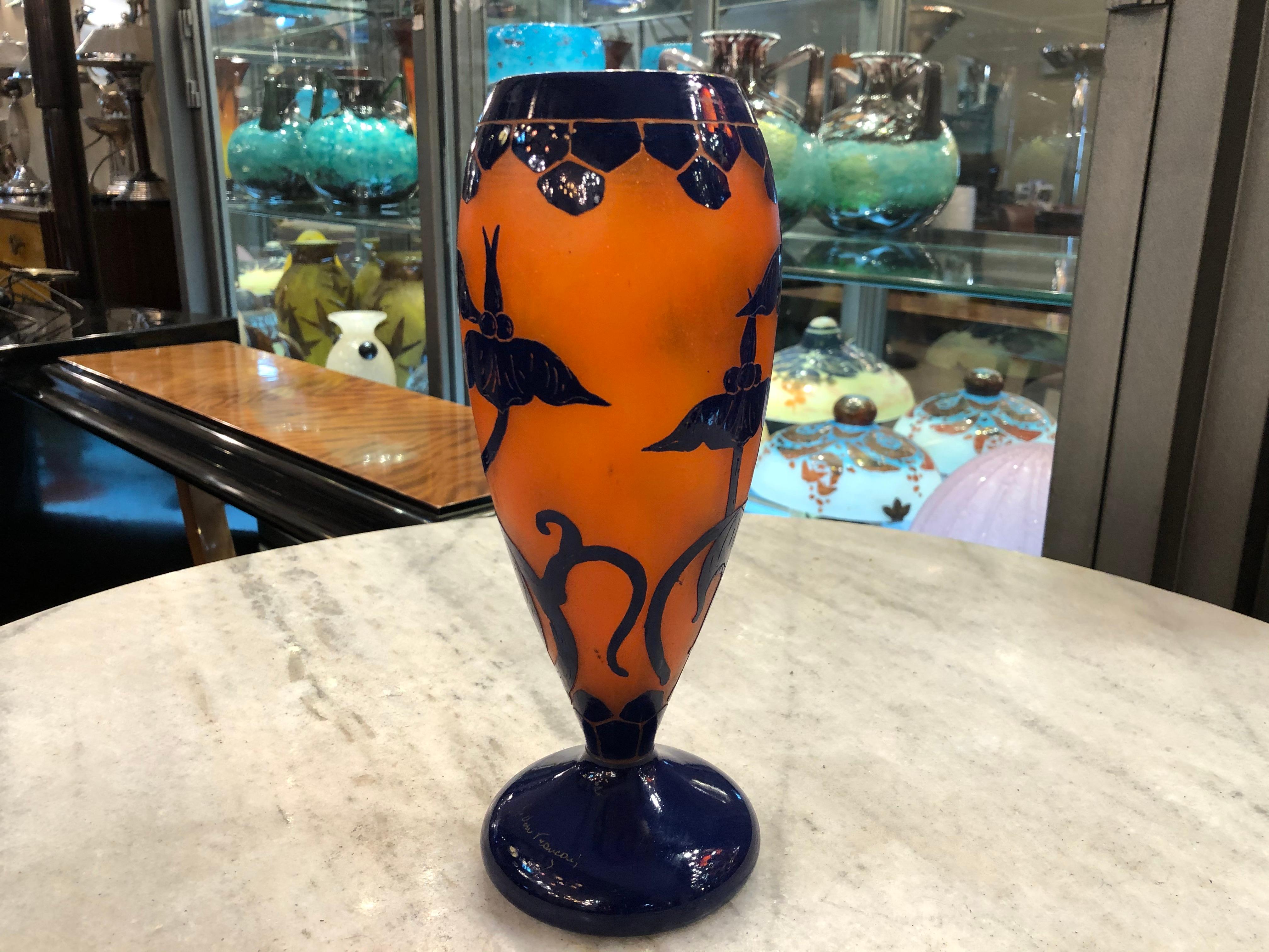 Vaso, Segno: Le Verre Francais, Stile: Art Nouveau, Liberty,  Design/One: Solanées in vendita 8