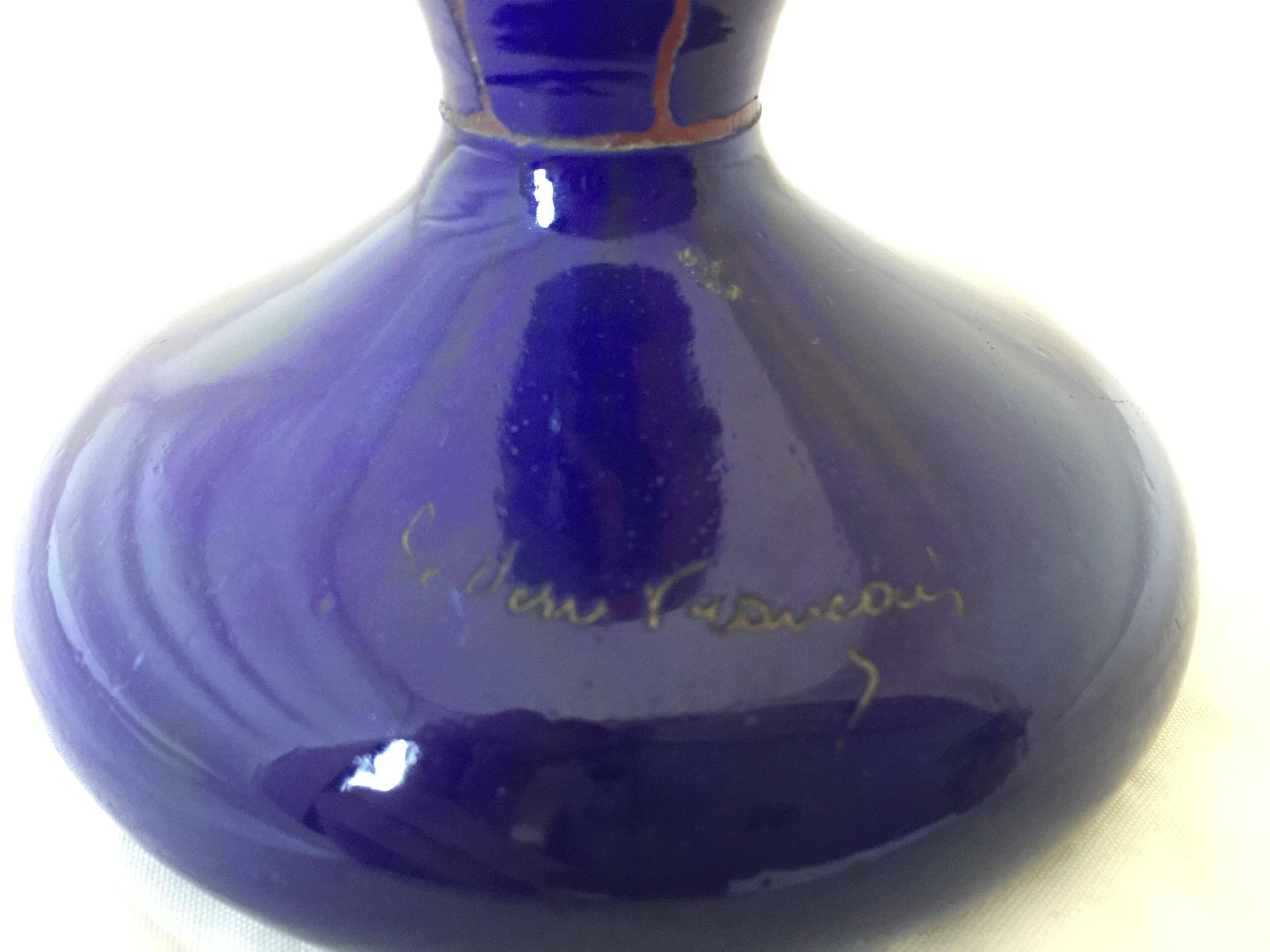 Early 20th Century Vase, Sign: Le Verre Francais, Style: Art Nouveau, Liberty,  Design: Solanées For Sale