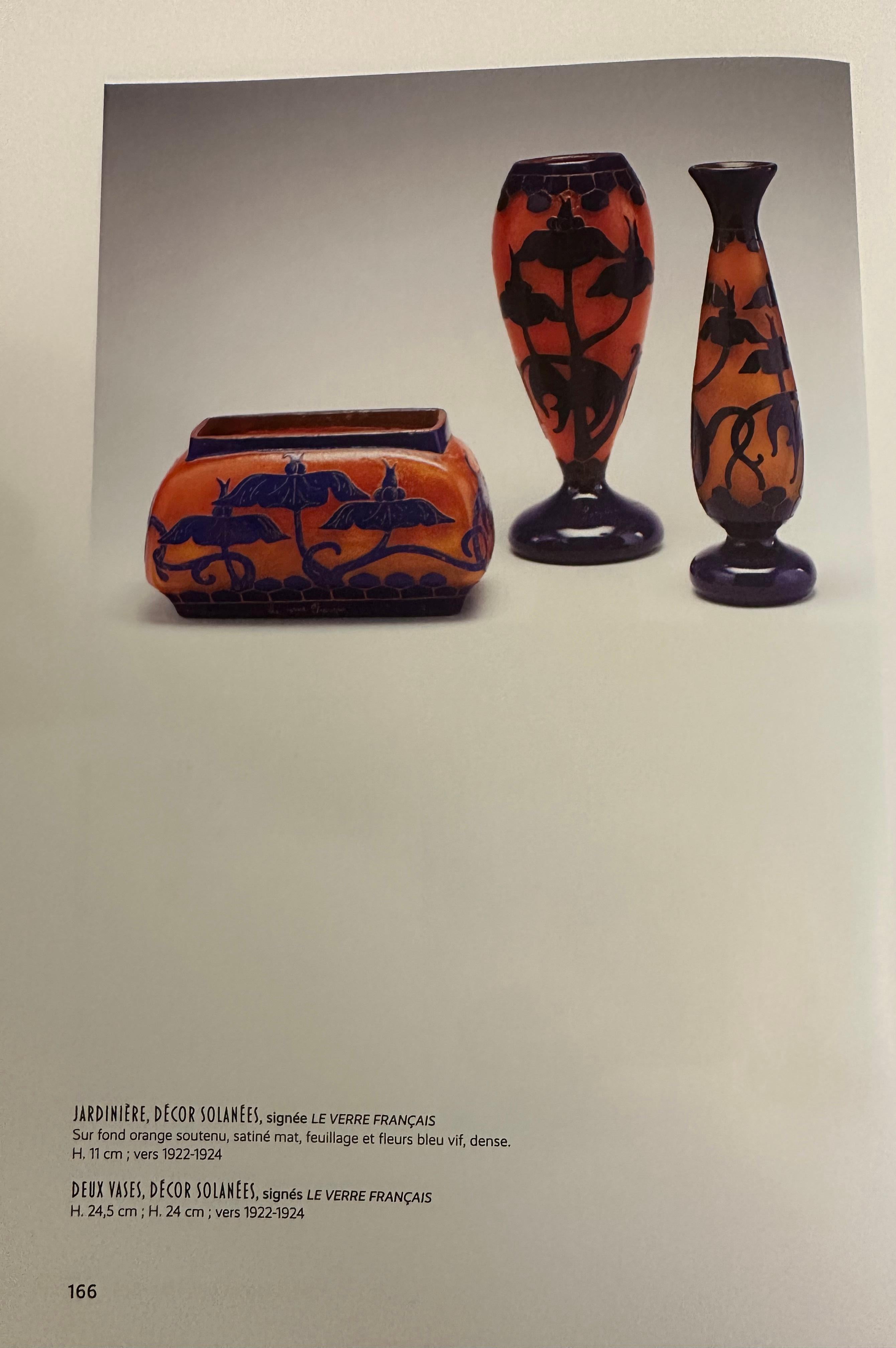 Vase, Sign: Le Verre Francais, Style: Art Nouveau, Liberty,  Design: Solanées For Sale 14