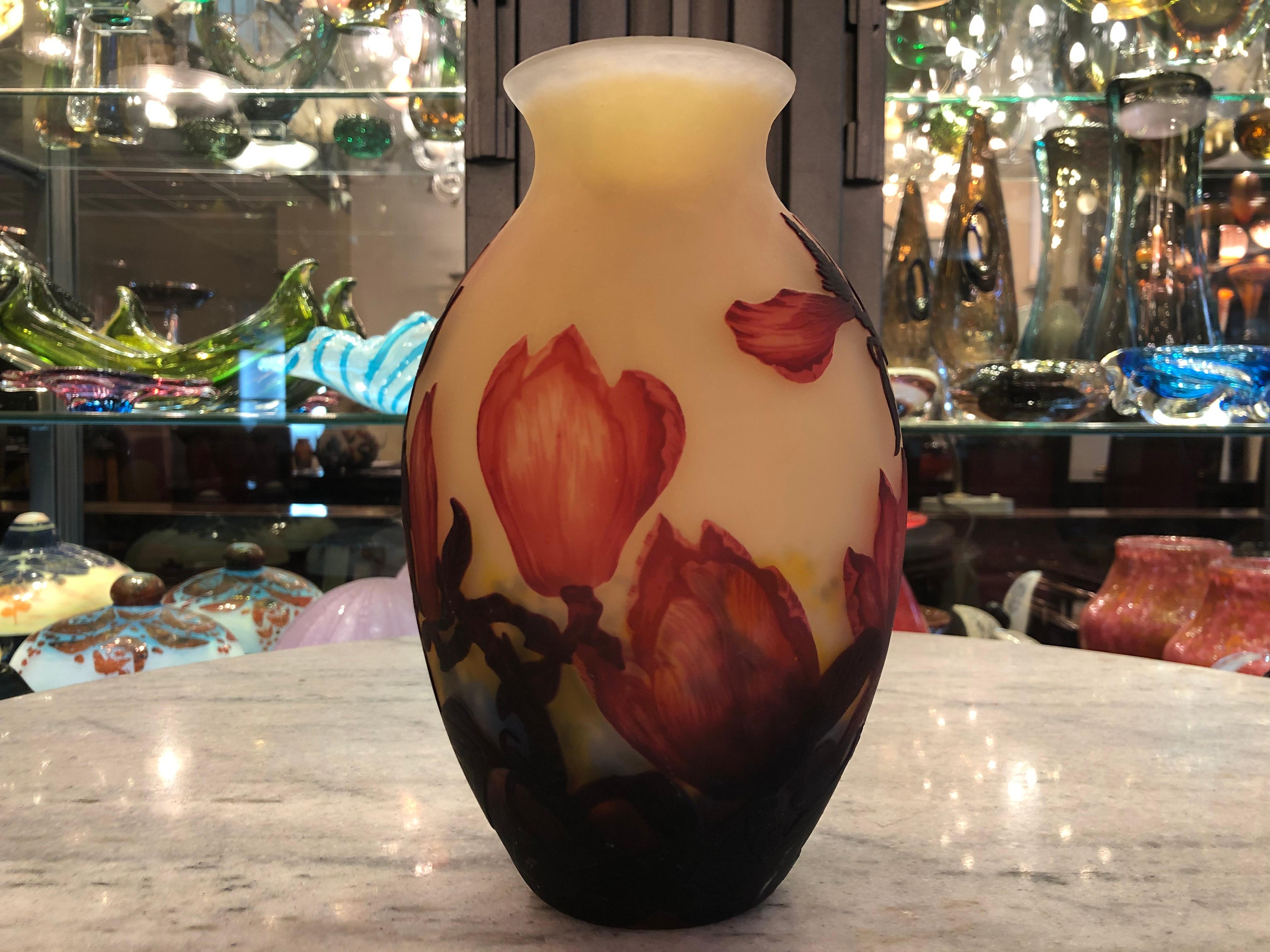 Art Glass Vase, Sign: Muller frères Luneville,  Style: Jugendstil, Art Nouveau, Liberty For Sale