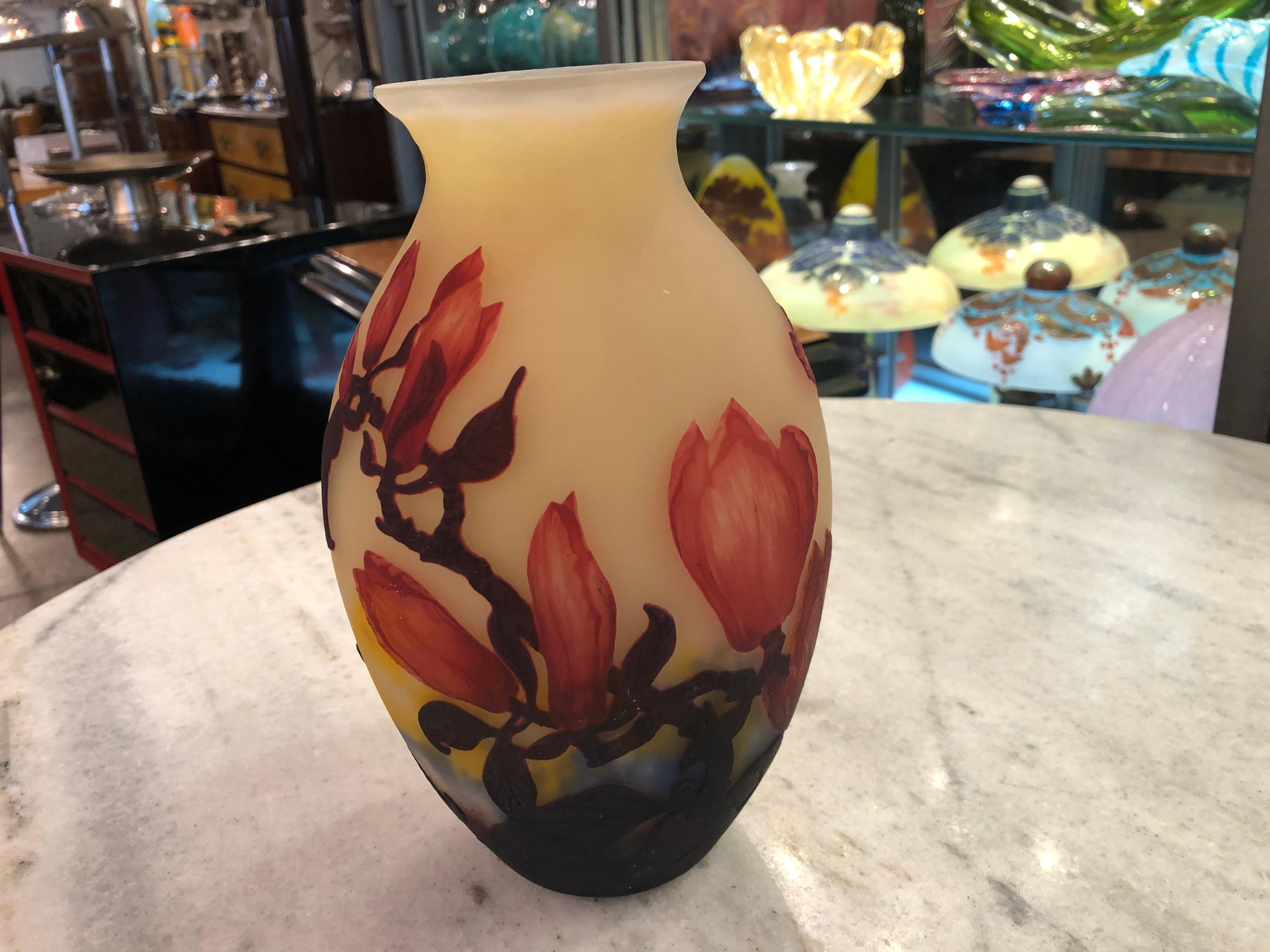 Art Glass Vase, Sign: Muller frères Luneville,  Style: Jugendstil, Art Nouveau, Liberty For Sale