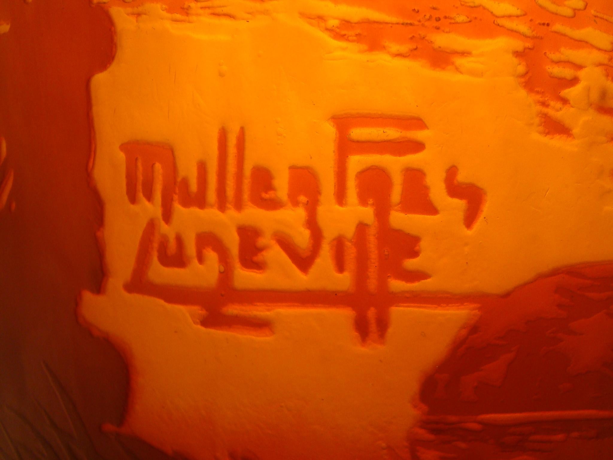 Signature du vase : Muller Fres Luneville, Jugendstil, Art nouveau, liberté Bon état - En vente à Ciudad Autónoma Buenos Aires, C