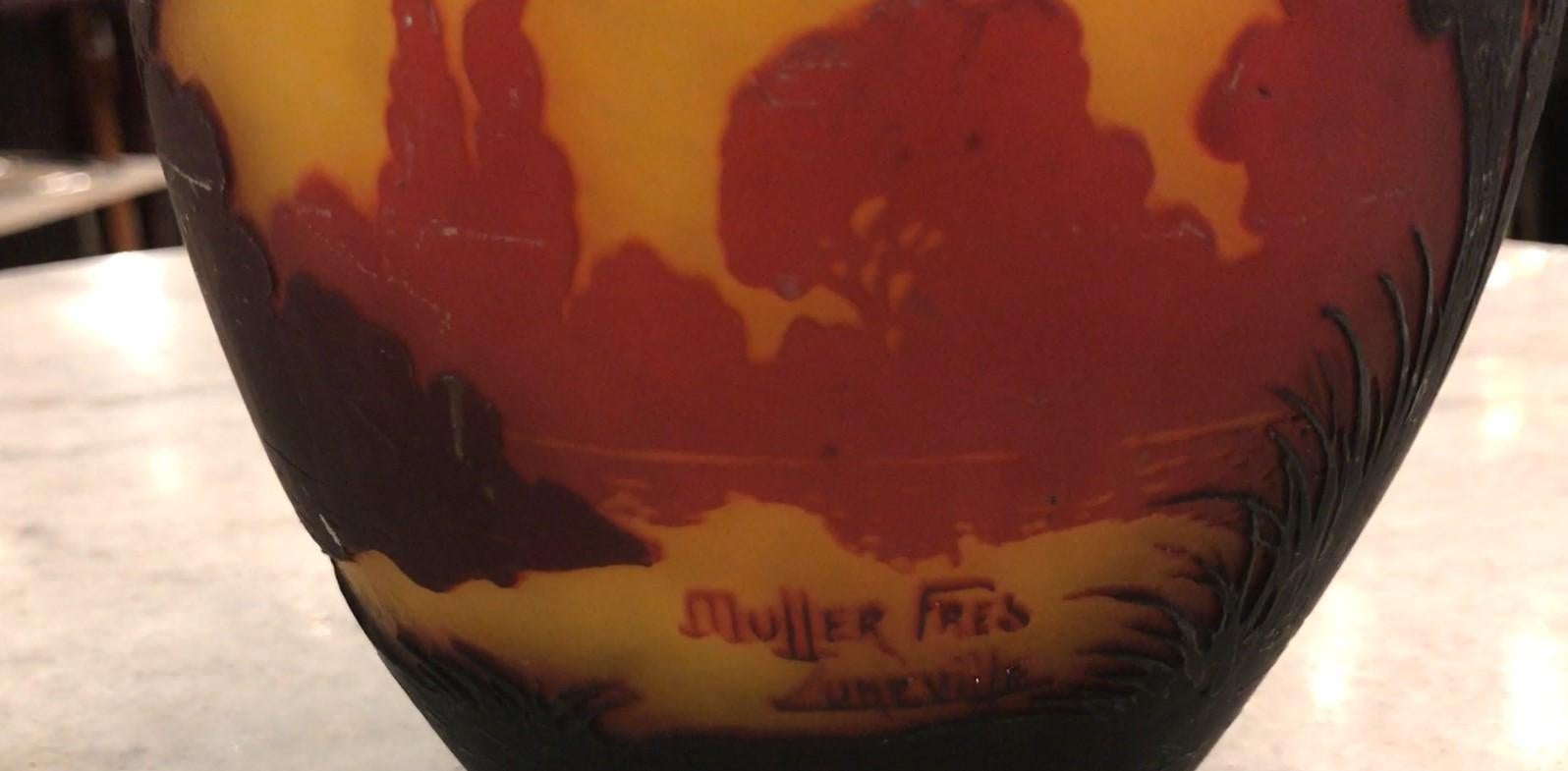Vase, Sign: Muller Fres Luneville,  Style: Jugendstil, Art Nouveau, Liberty For Sale 11