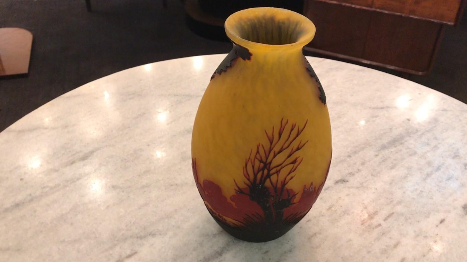 Art Glass Vase, Sign: Muller Fres Luneville,  Style: Jugendstil, Art Nouveau, Liberty For Sale