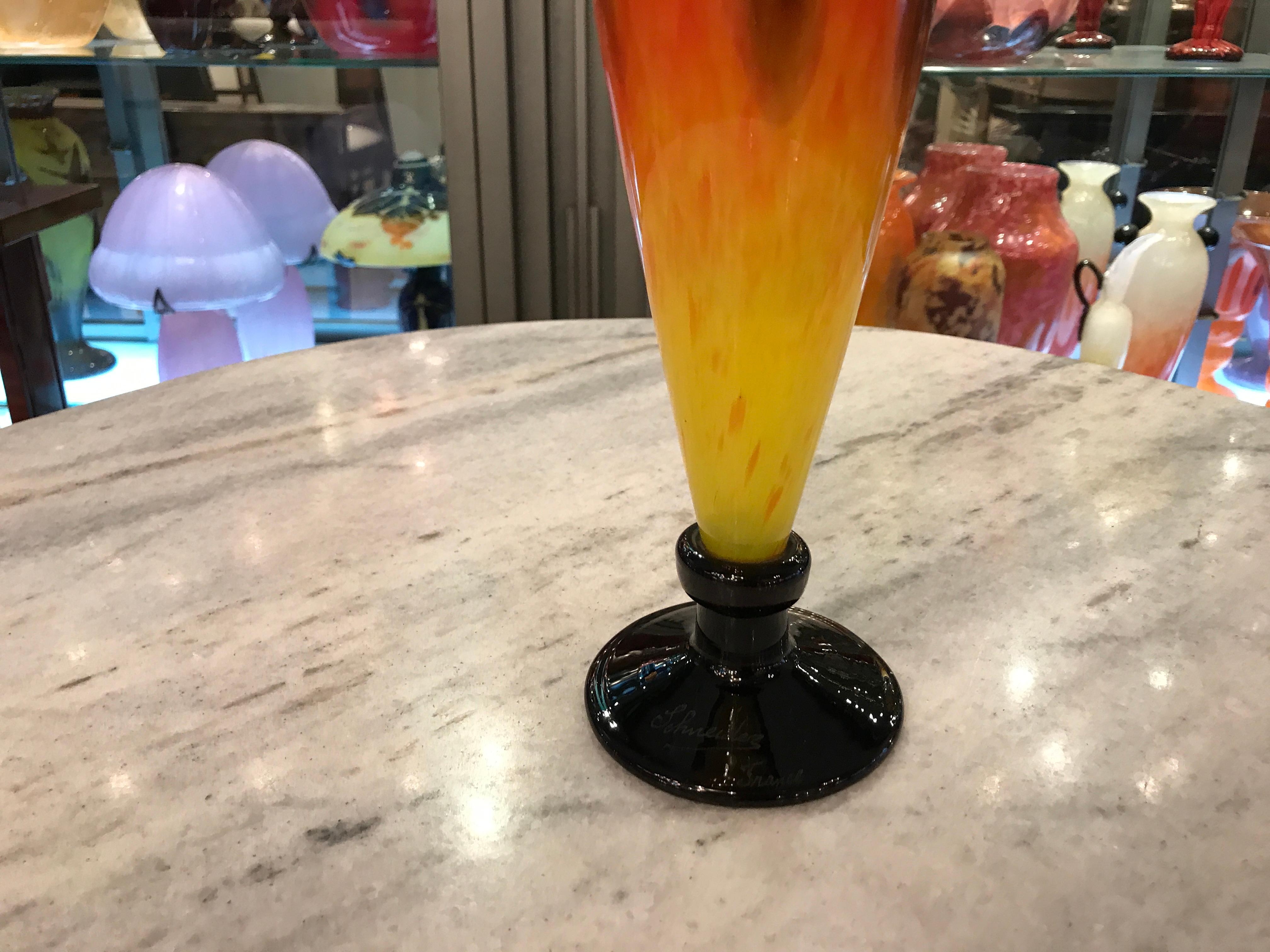 Vaso firmato: Schneider France ( Decoración Jade ), 1924, Stile: Art Deco in vendita 3