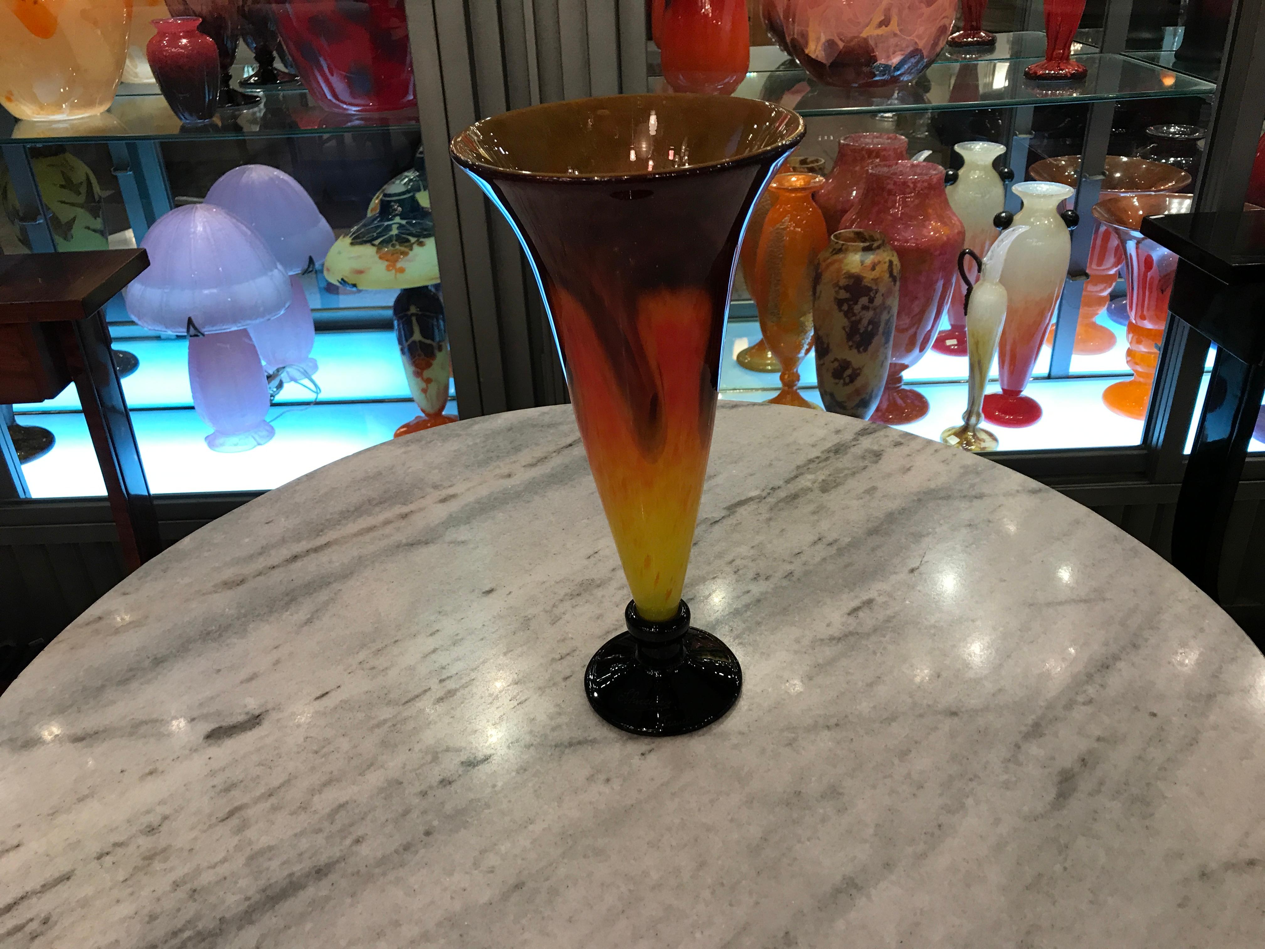 Vaso firmato: Schneider France ( Decoración Jade ), 1924, Stile: Art Deco in vendita 1
