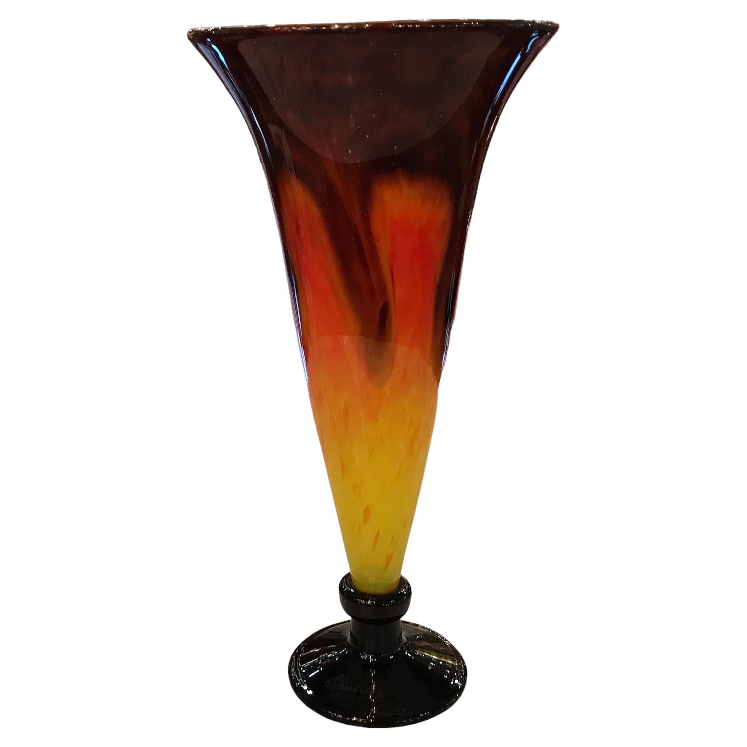 Vase Signe : Schneider France ( Decoración Jade ), 1924, Style : Art déco