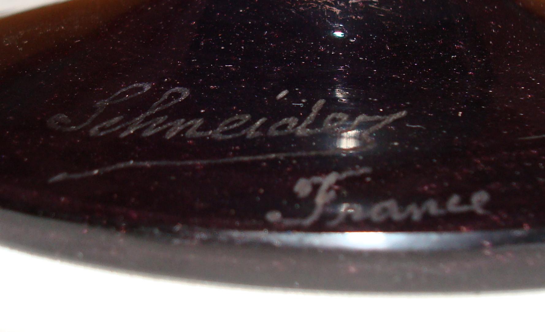 Signature du vase : Schneider France (Toupie/ Décoration sur le dessus tournant ), Style : Art déco en vente 6