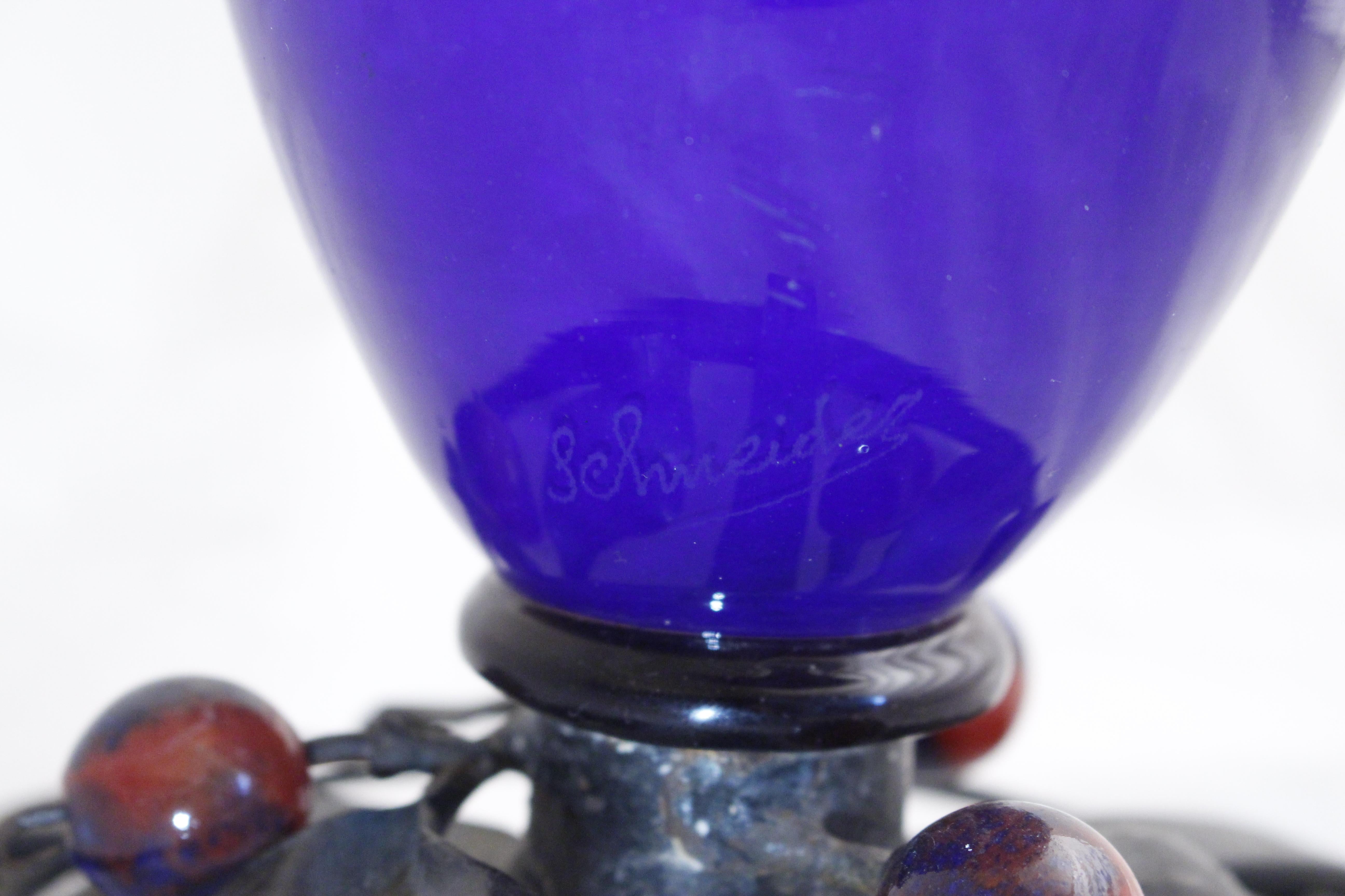 Vetro artistico Segno del vaso: Schneider con applicazione, 1923, Francia, (Decorazione in giada), Art Decor in vendita