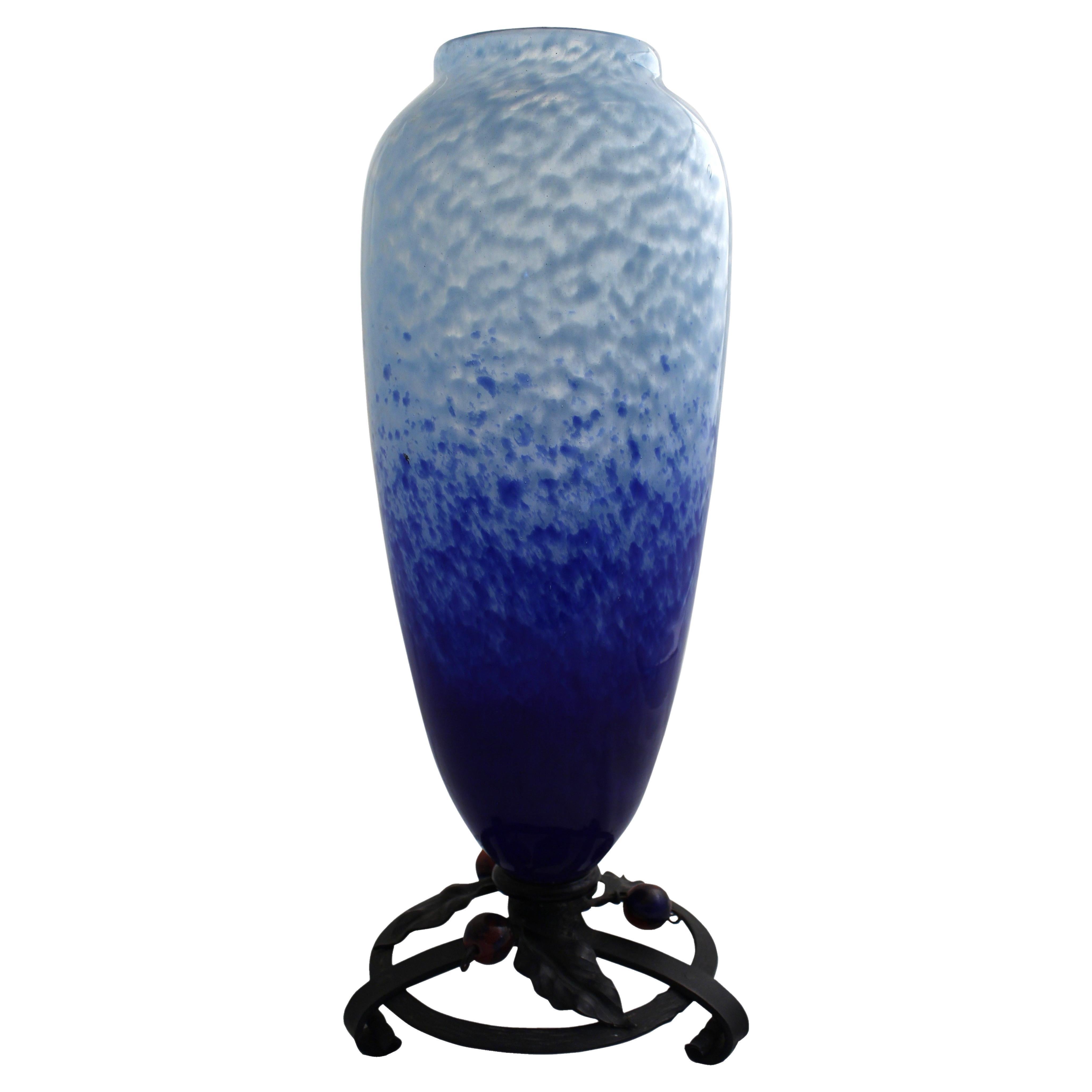 Vase Sign: Schneider with application, 1923, France, (Jade Decoration), Art Deco For Sale