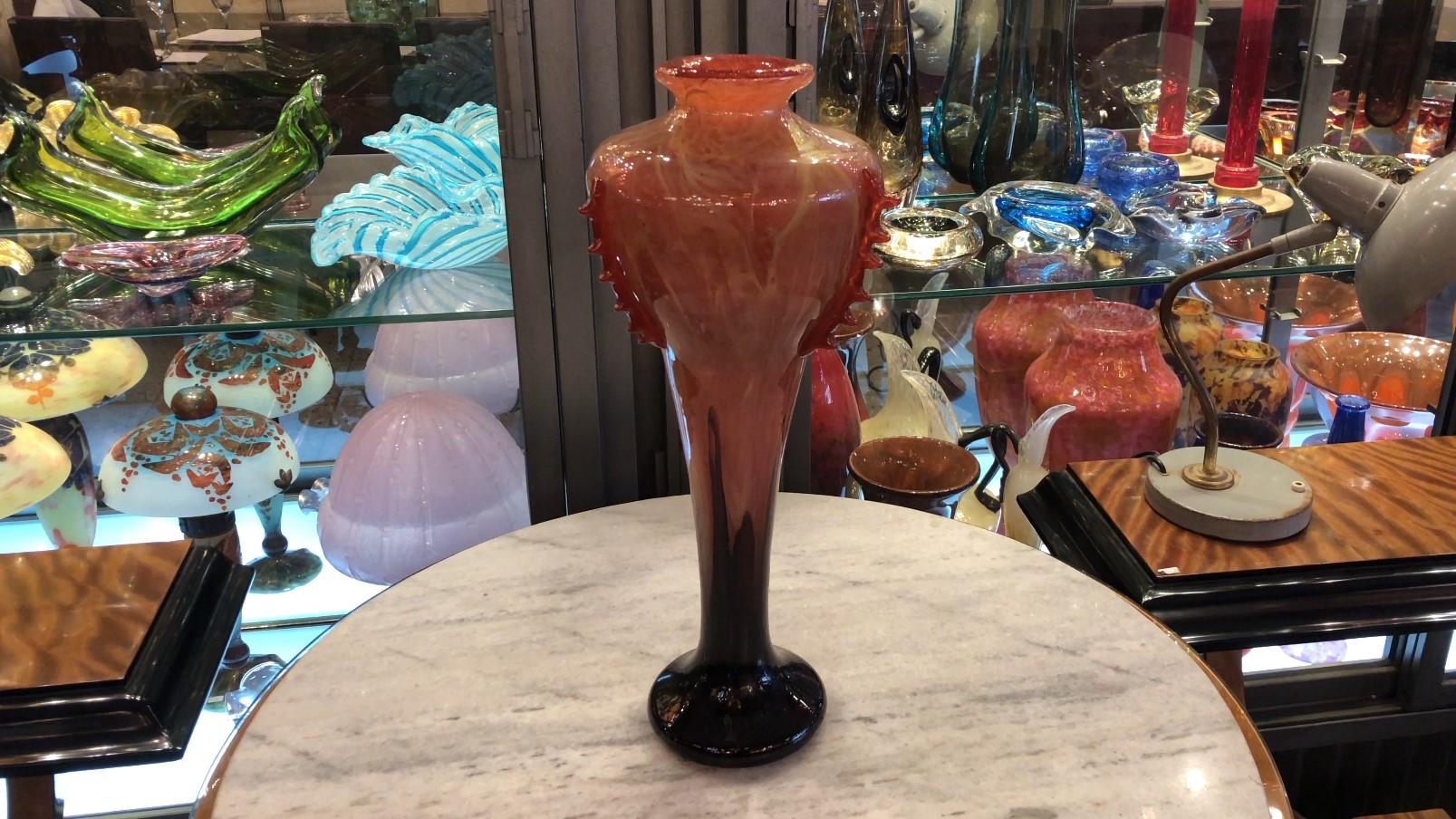 Vase Sign: Schneider with Applications, France, Style: Art Deco, Design: Marbré For Sale 14