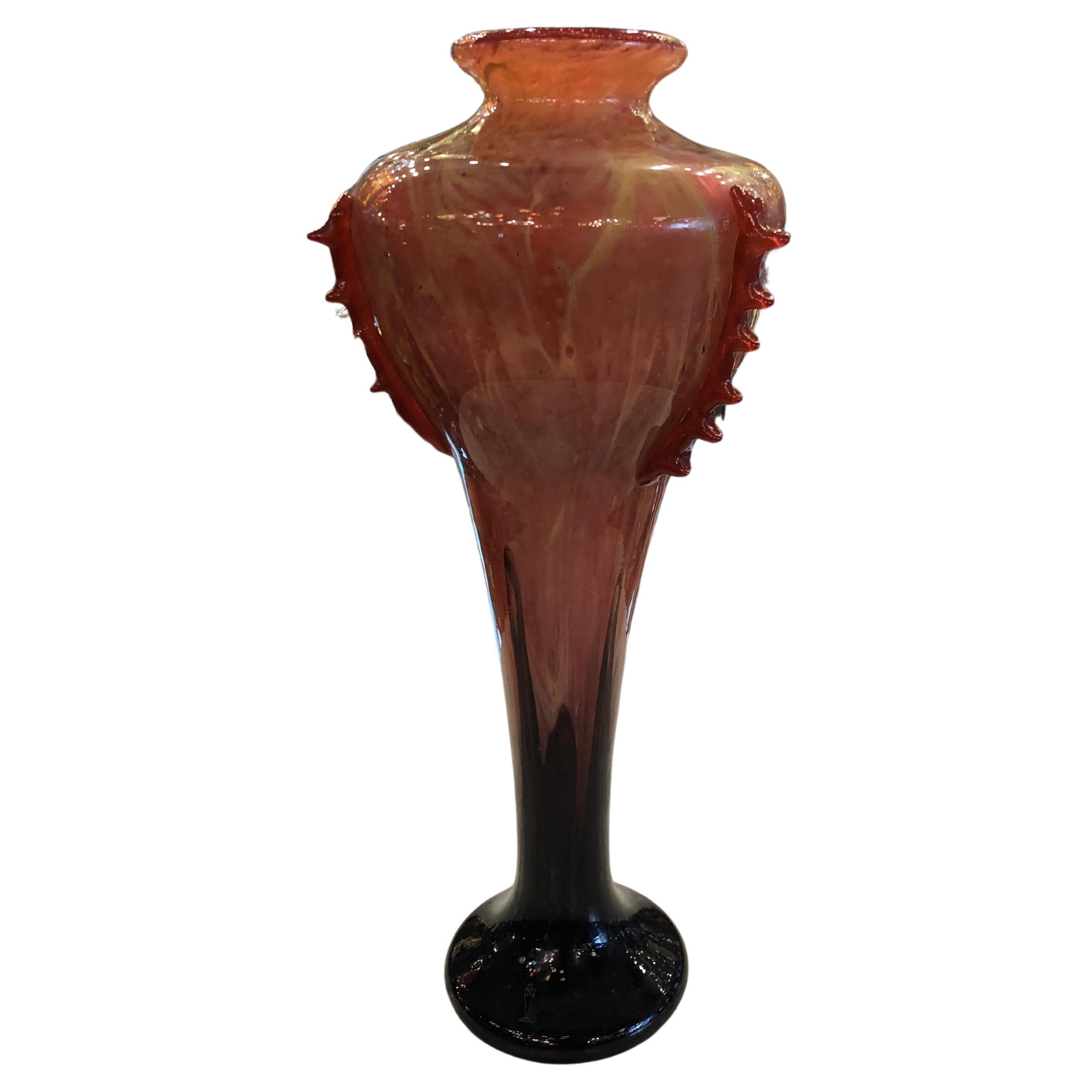 Vase Sign: Schneider with Applications, France, Style: Art Deco, Design: Marbré For Sale